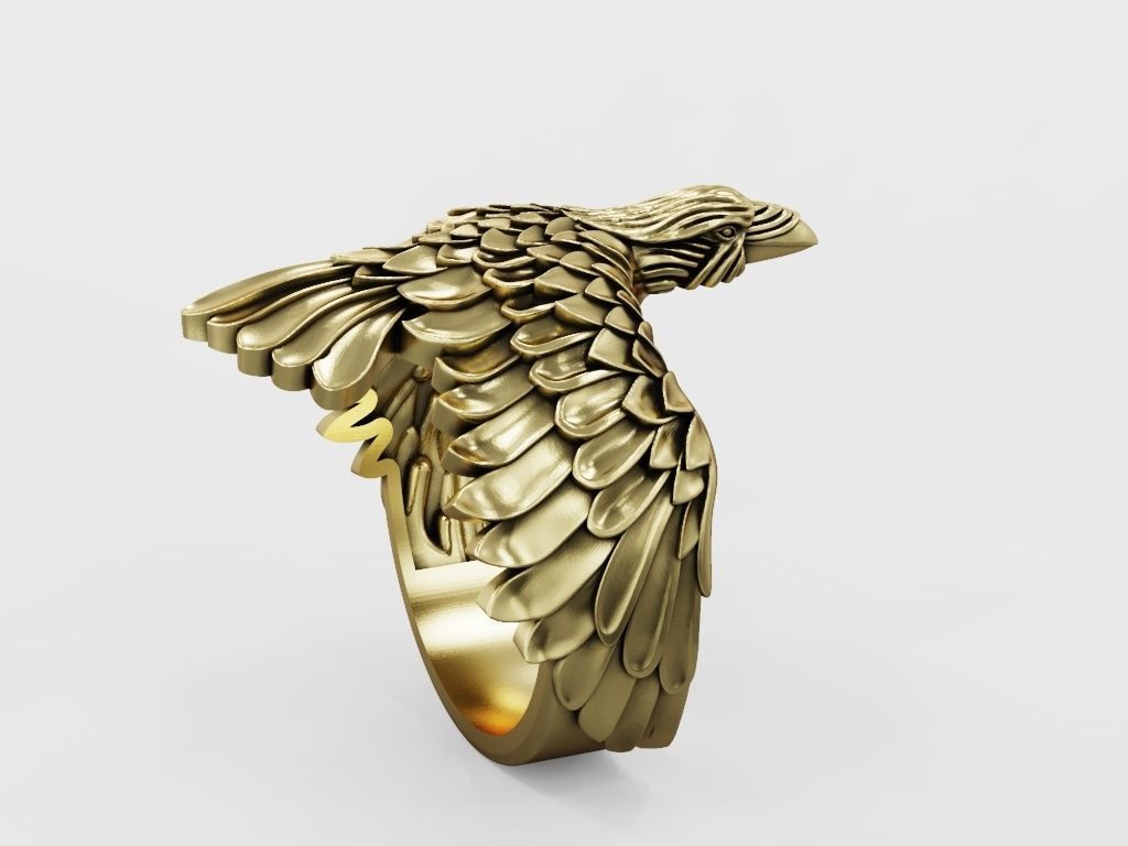 Raven ring wings feathers 3D print model_6
