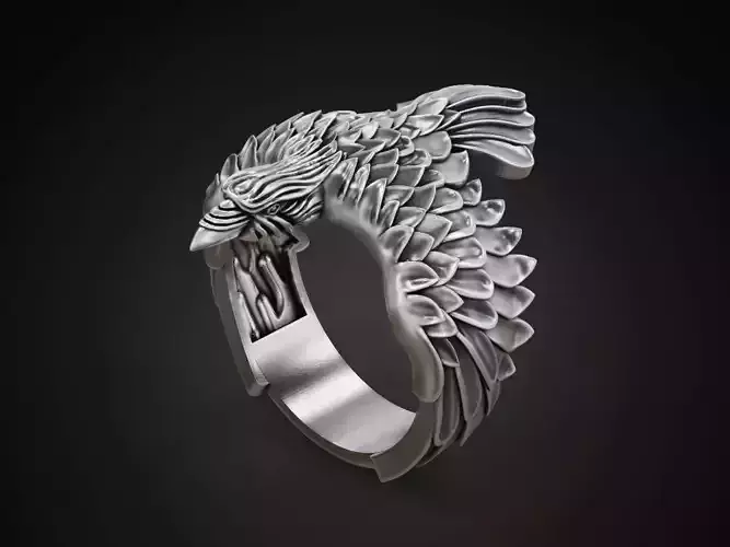 Raven ring wings feathers 3D print model