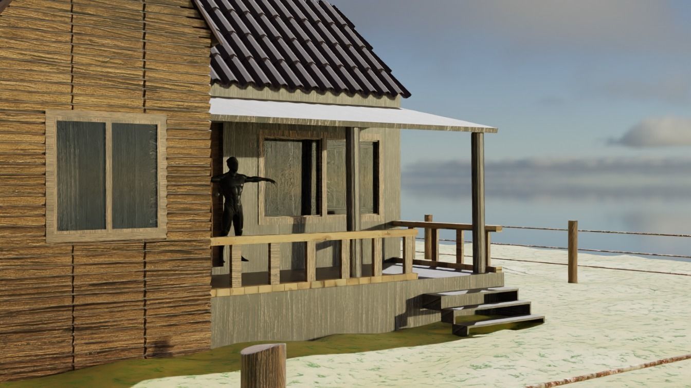 House Wood Without Texture Low-poly 3D model_1