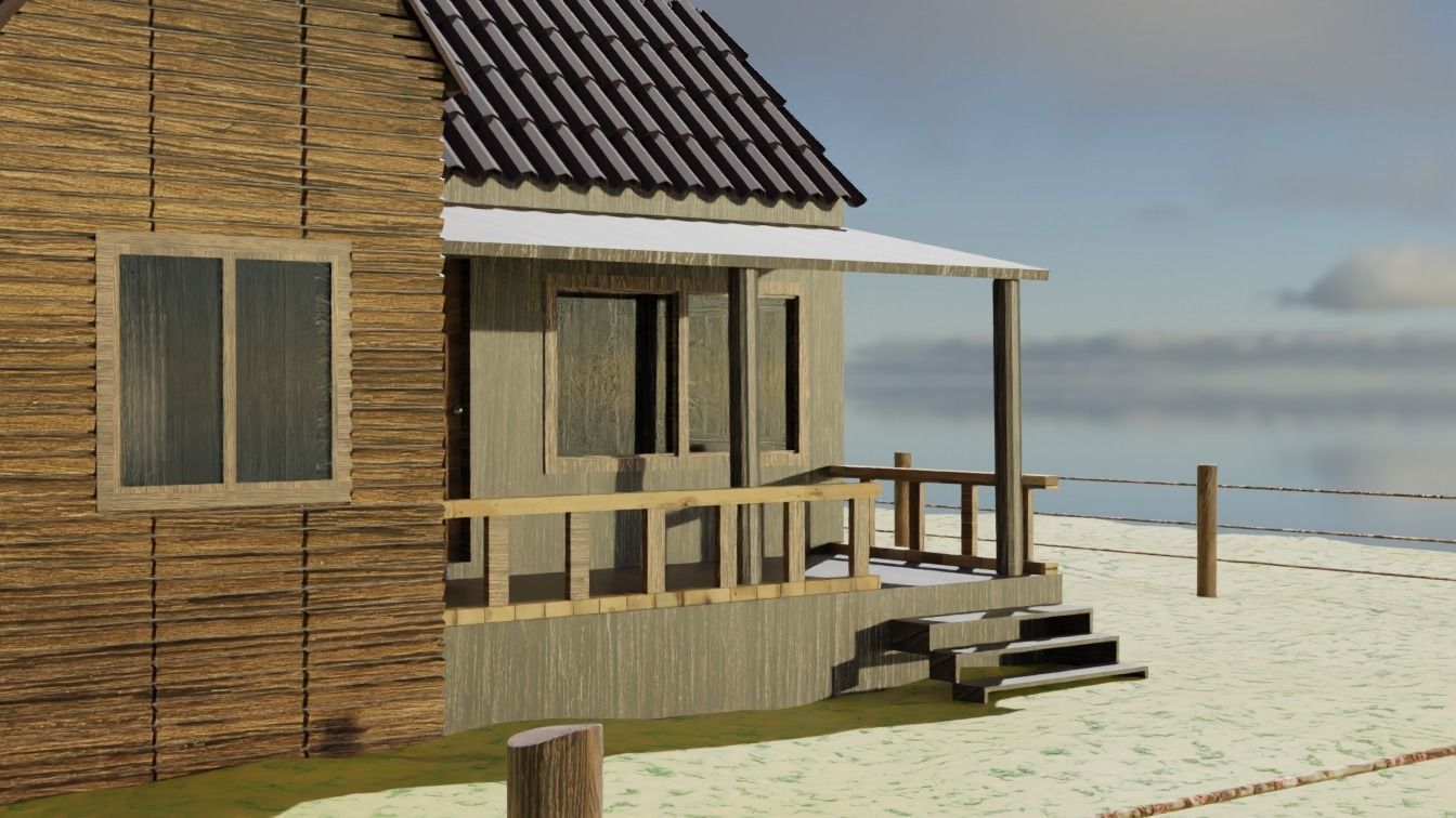 House Wood Without Texture Low-poly 3D model_2