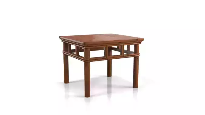 Chinese Elmwood Table with Pierced Apron