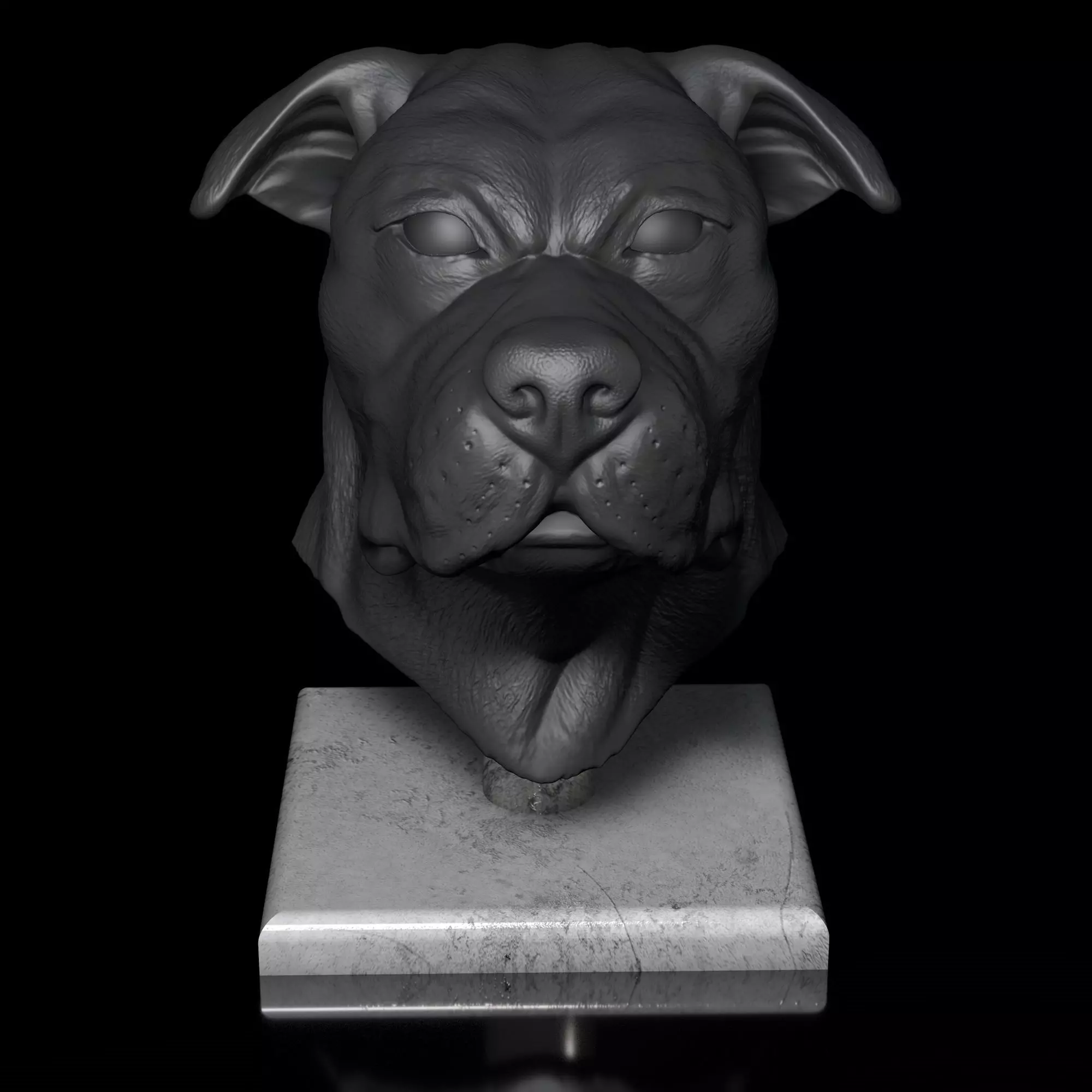 American Bulldog Head Portrait STL-3D Printing File High Polygon 3D print model_0