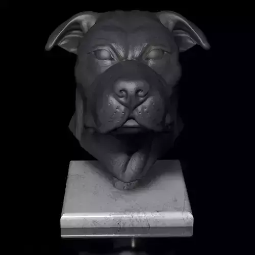 American Bulldog Head Portrait STL-3D Printing File High Polygon 3D print model