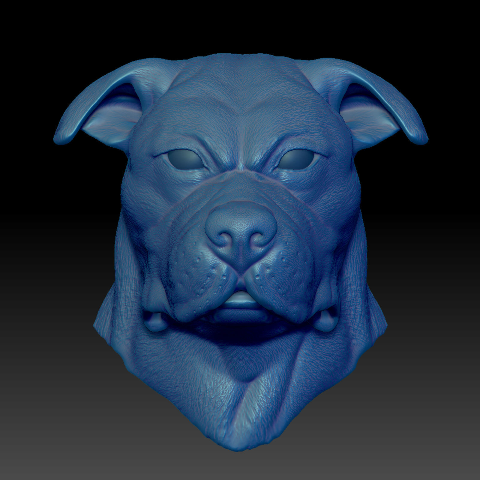American Bulldog Head Portrait STL-3D Printing File High Polygon 3D print model_16