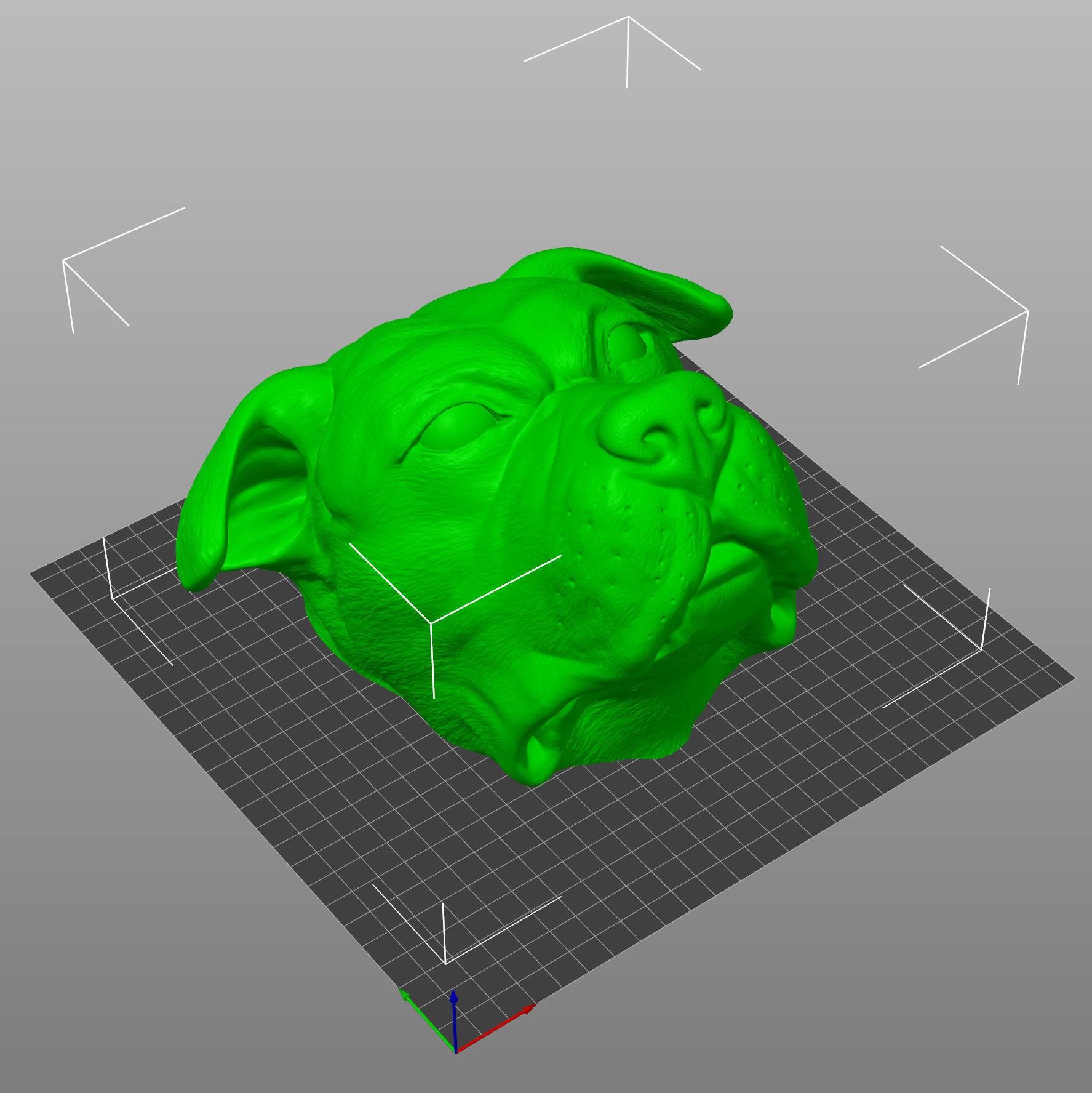 American Bulldog Head Portrait STL-3D Printing File High Polygon 3D print model_6