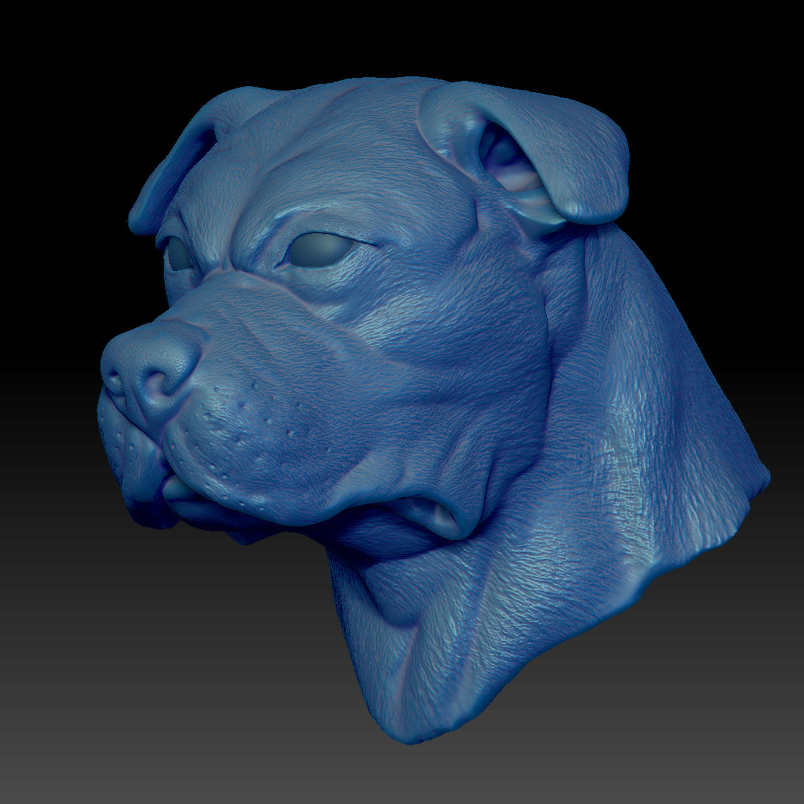 American Bulldog Head Portrait STL-3D Printing File High Polygon 3D print model_4
