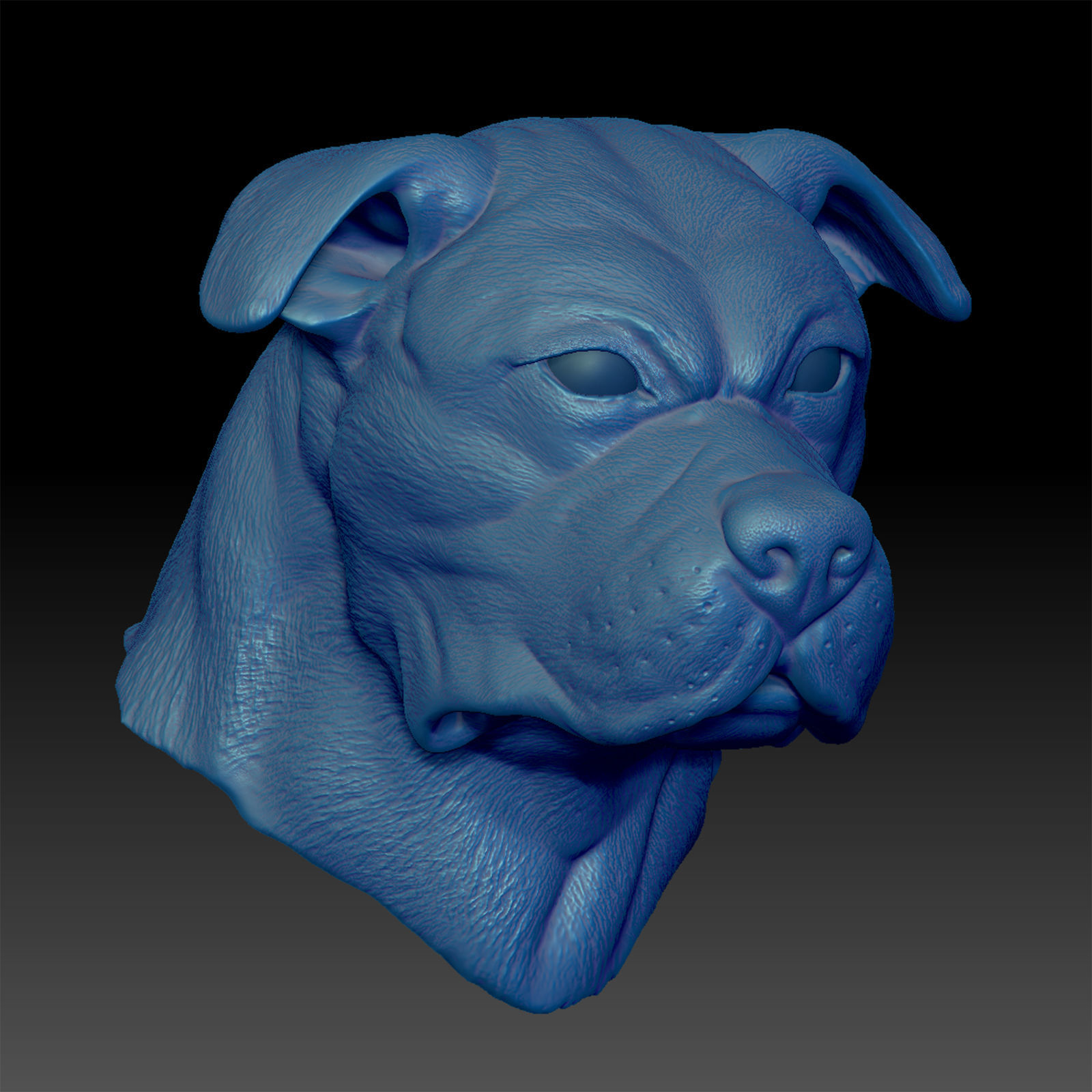 American Bulldog Head Portrait STL-3D Printing File High Polygon 3D print model_1