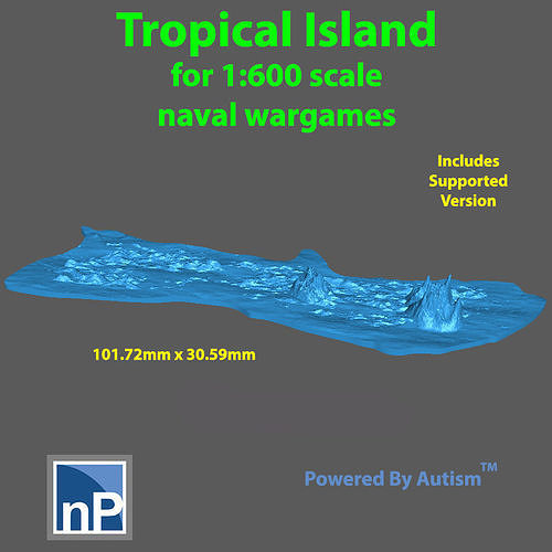 1-600 scale Tropical Island 02 Free 3D print model