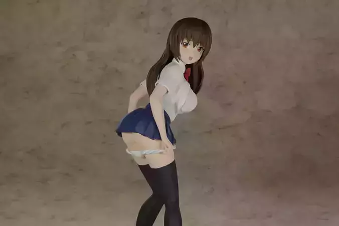 NAUGHTY ANIME SCHOOLGIRL 3D print model