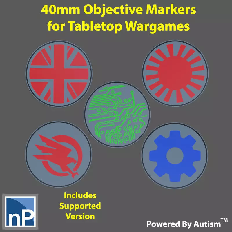 40mm Objective Markers for Tabletop Wargames Free 3D print model