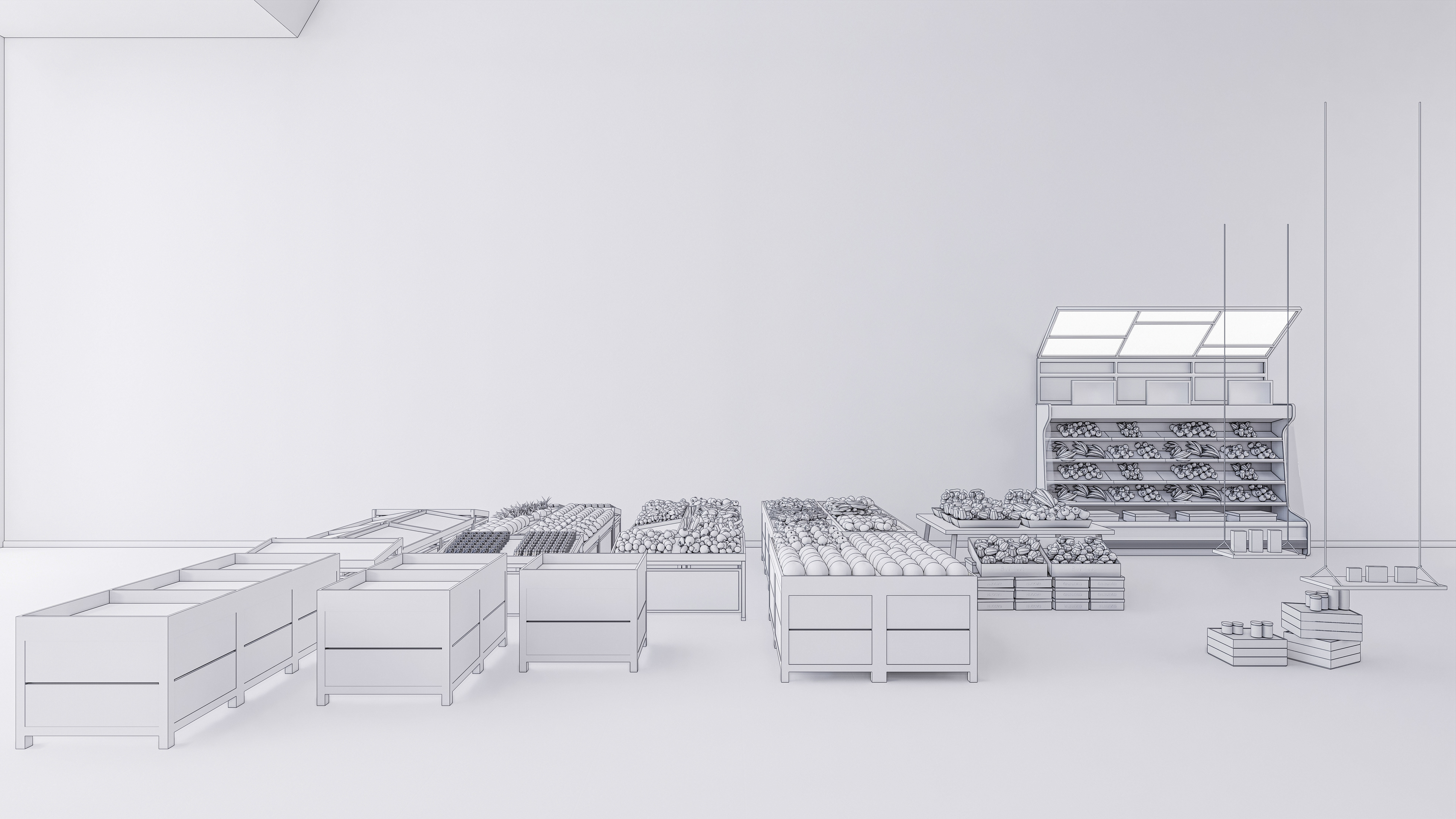 Fruits and vegetables Supermarket Grocery store 3D model_15