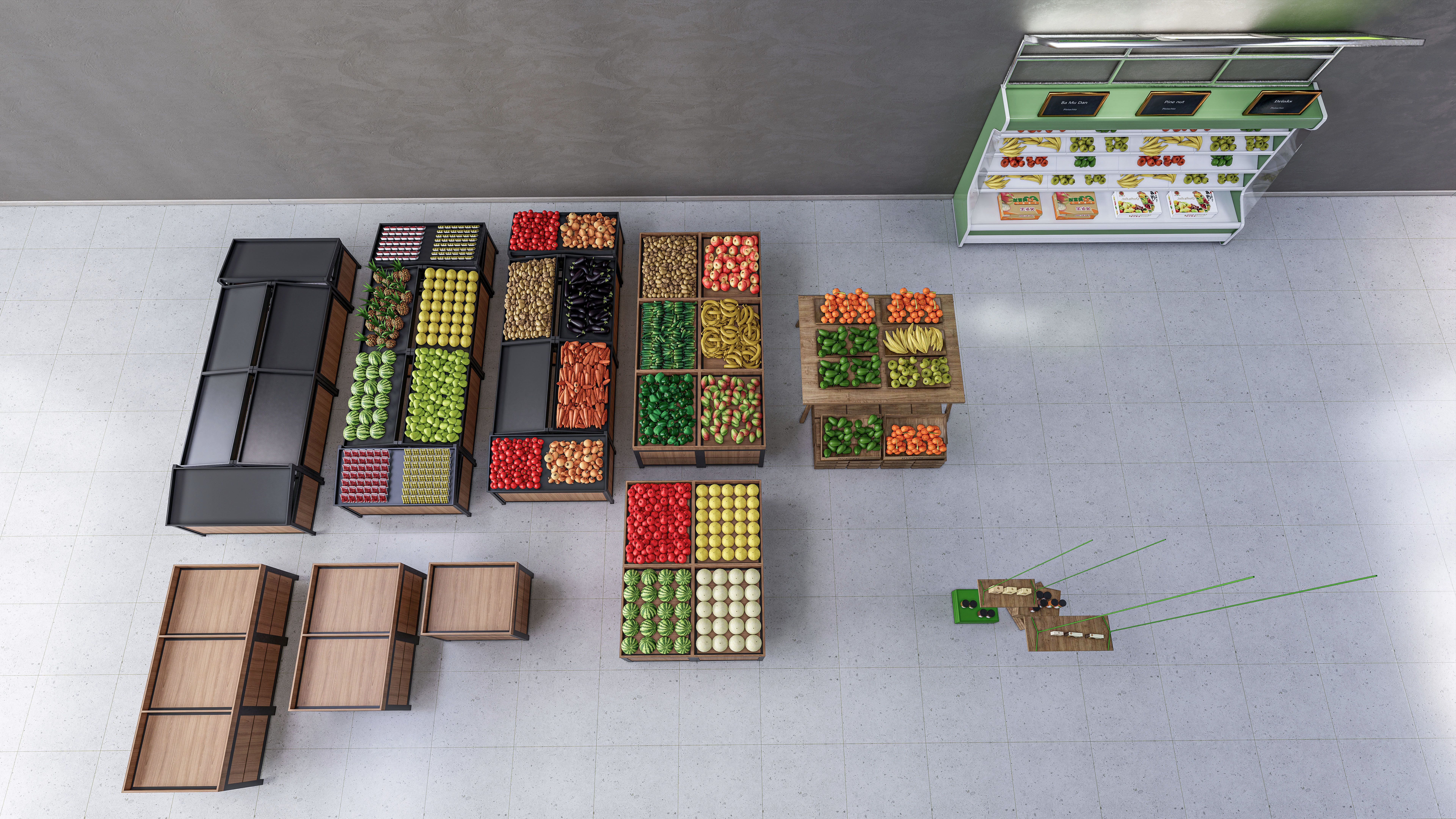 Fruits and vegetables Supermarket Grocery store 3D model_12