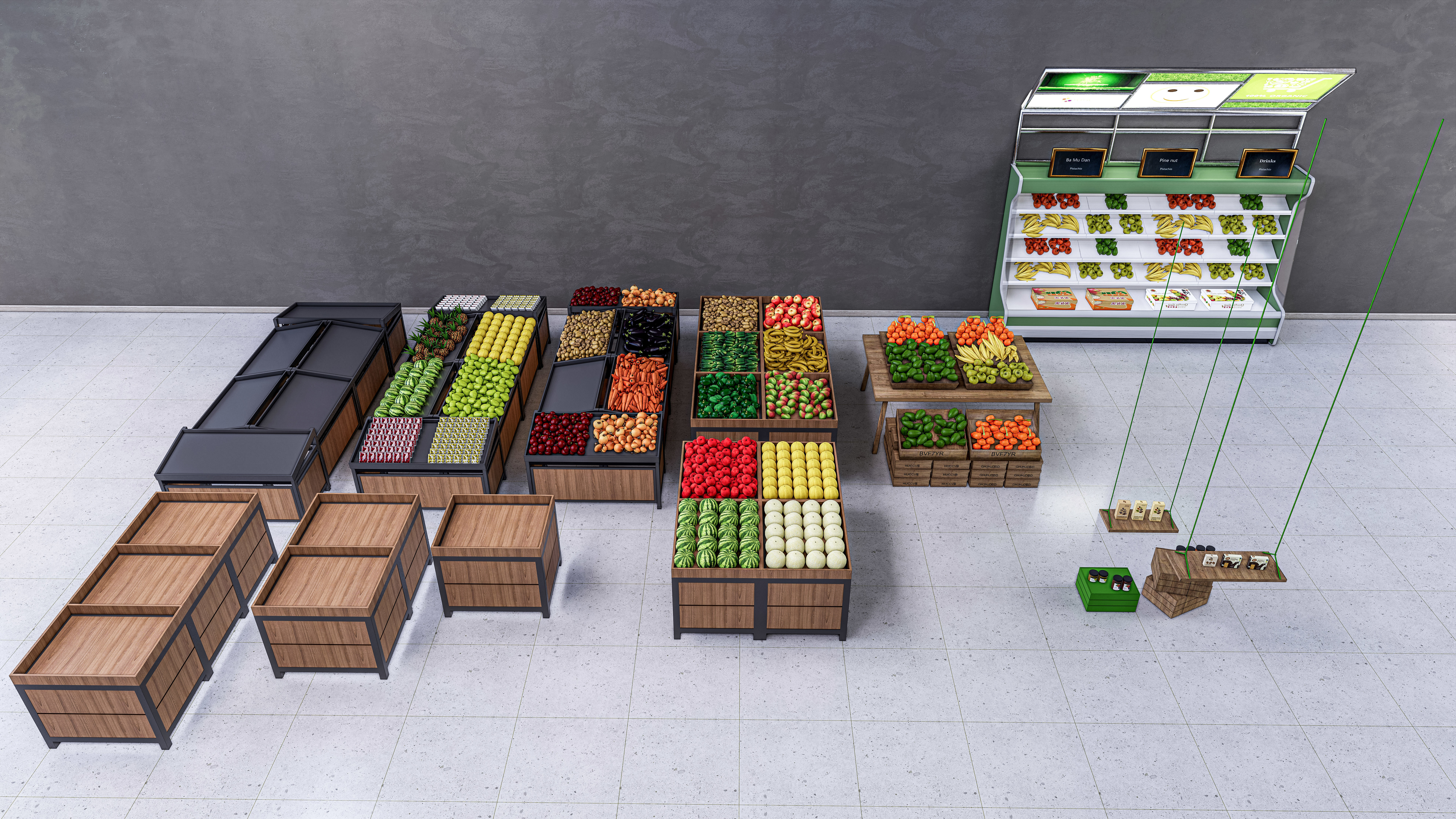 Fruits and vegetables Supermarket Grocery store 3D model_2