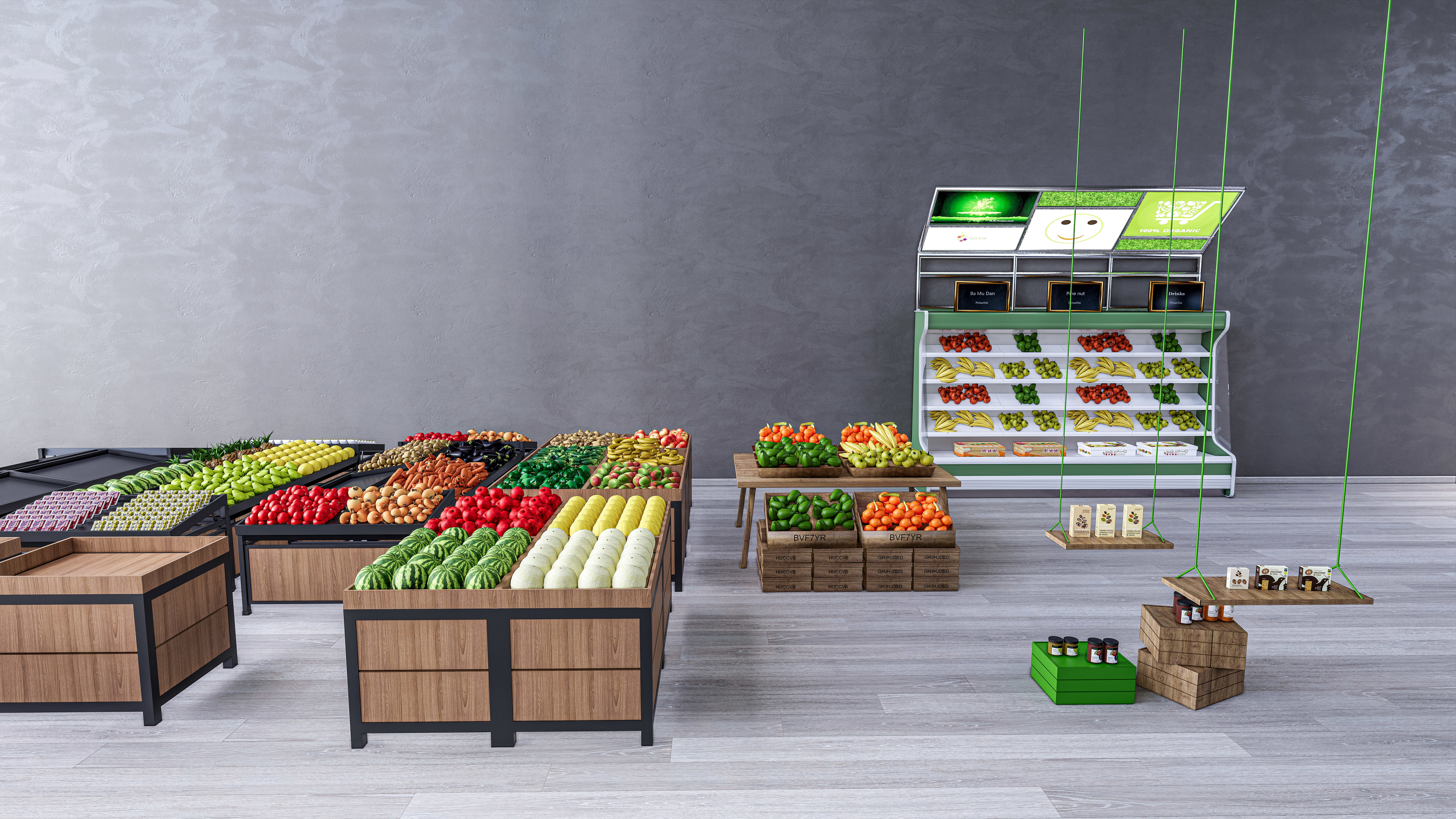 Fruits and vegetables Supermarket Grocery store 3D model_17