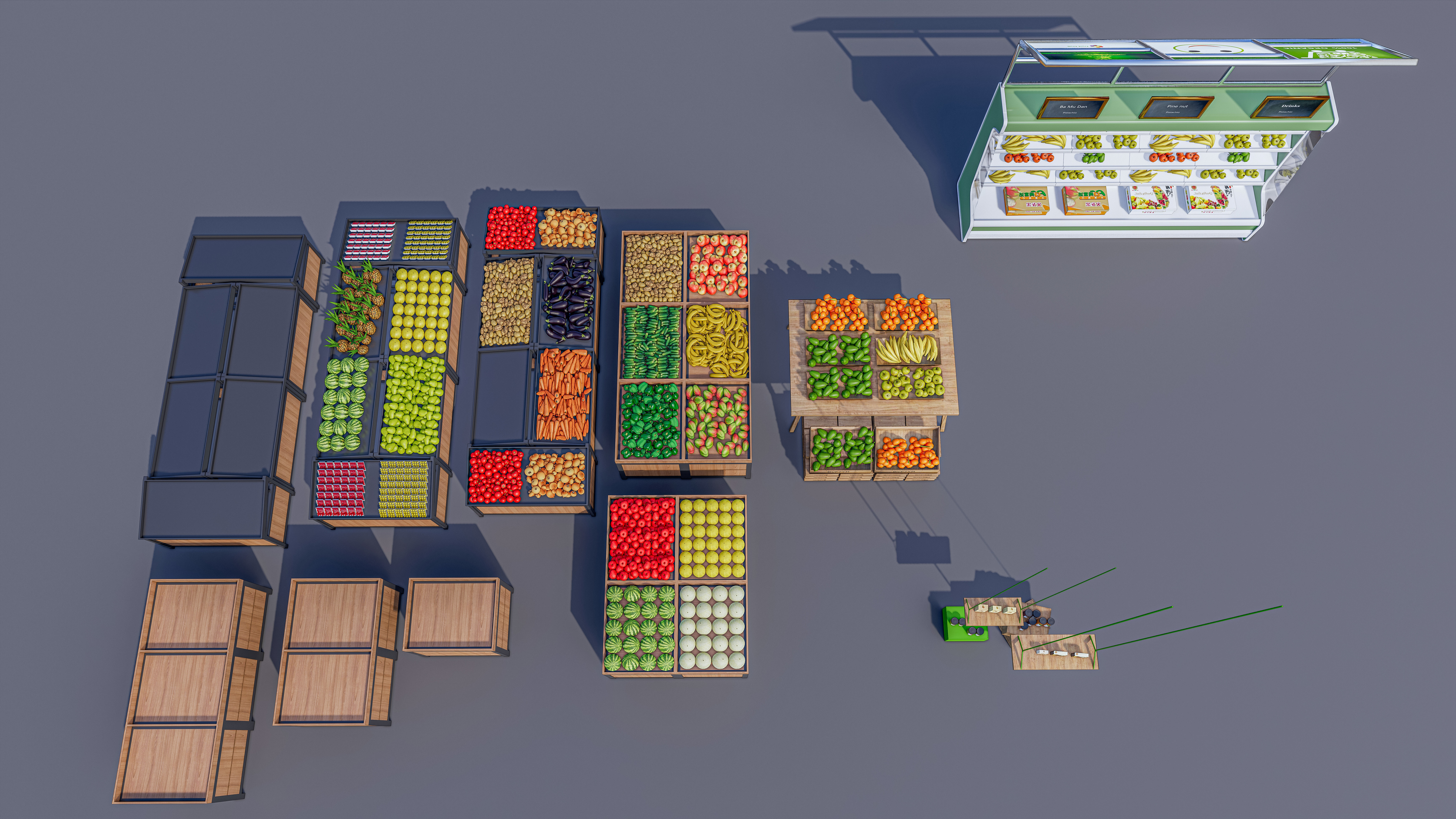 Fruits and vegetables Supermarket Grocery store 3D model_19