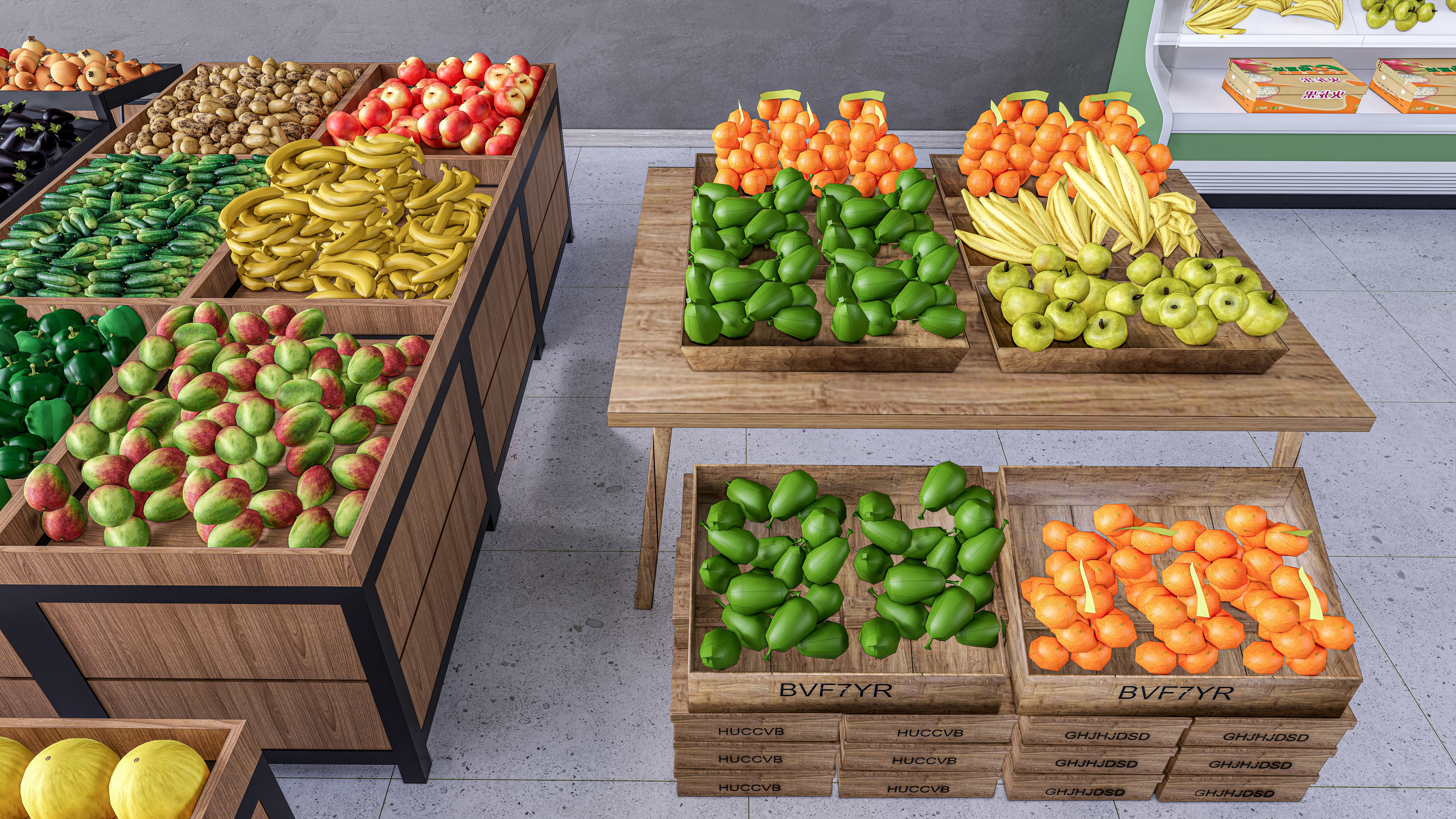 Fruits and vegetables Supermarket Grocery store 3D model_9