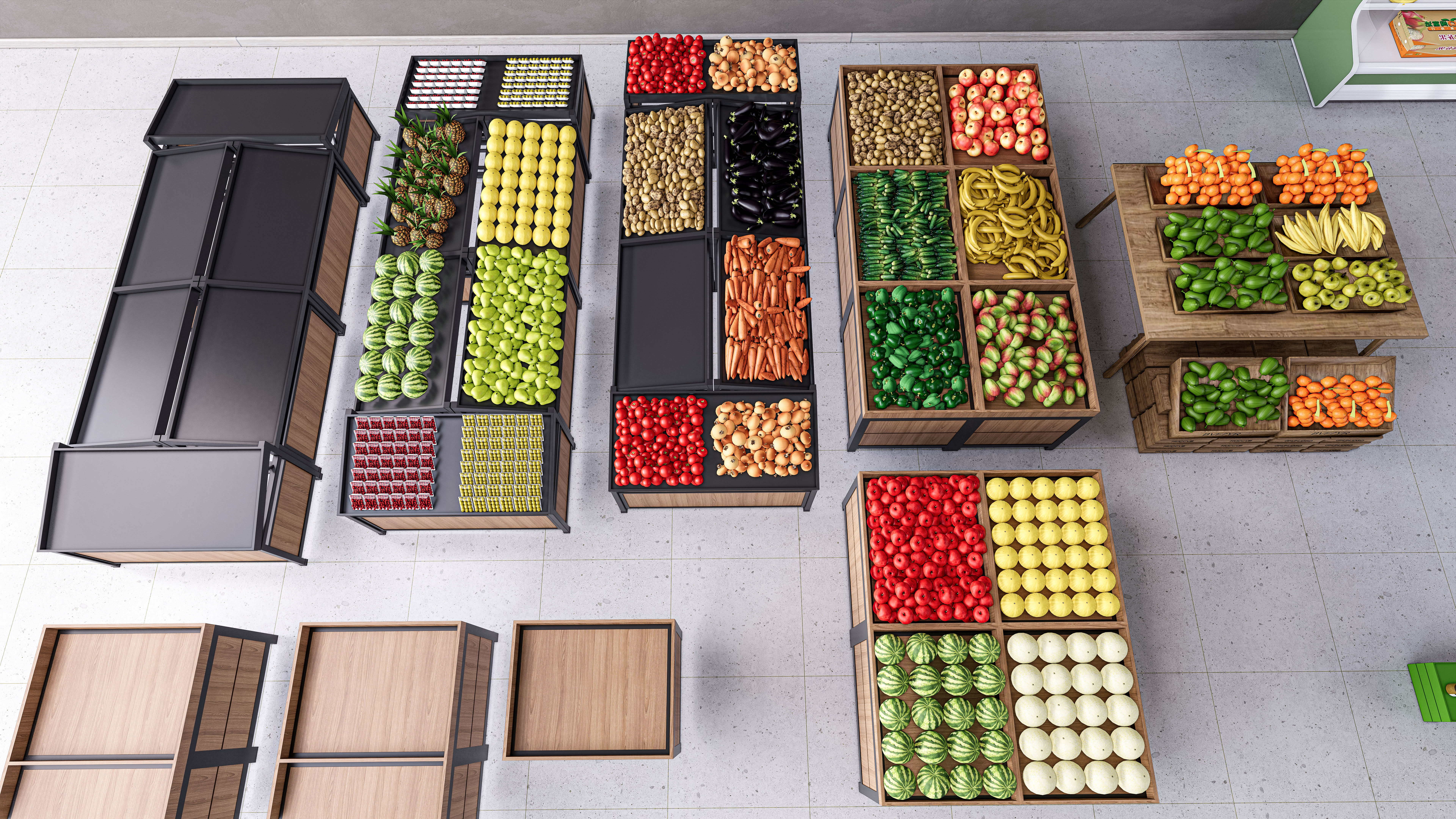 Fruits and vegetables Supermarket Grocery store 3D model_13