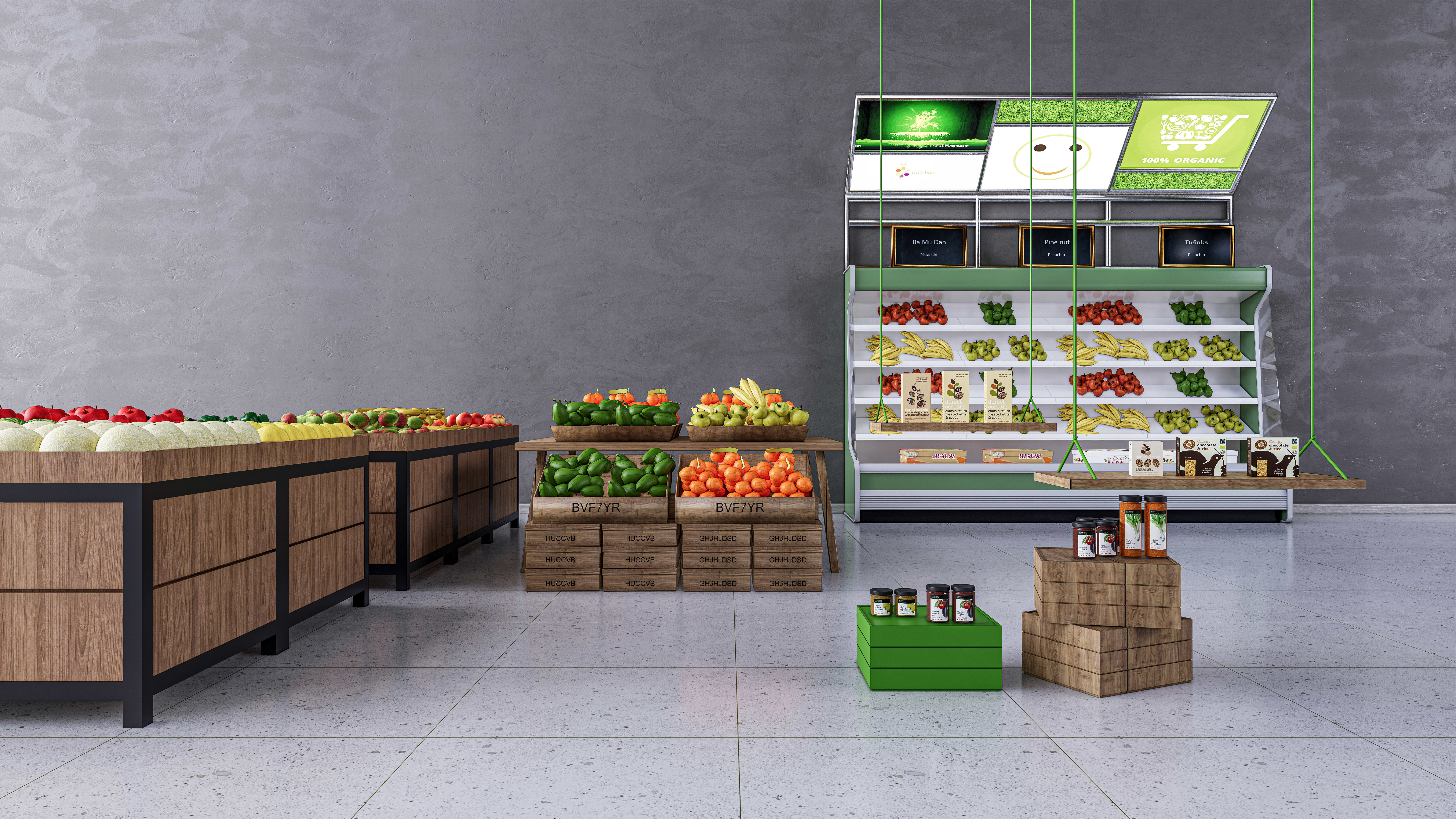 Fruits and vegetables Supermarket Grocery store 3D model_7