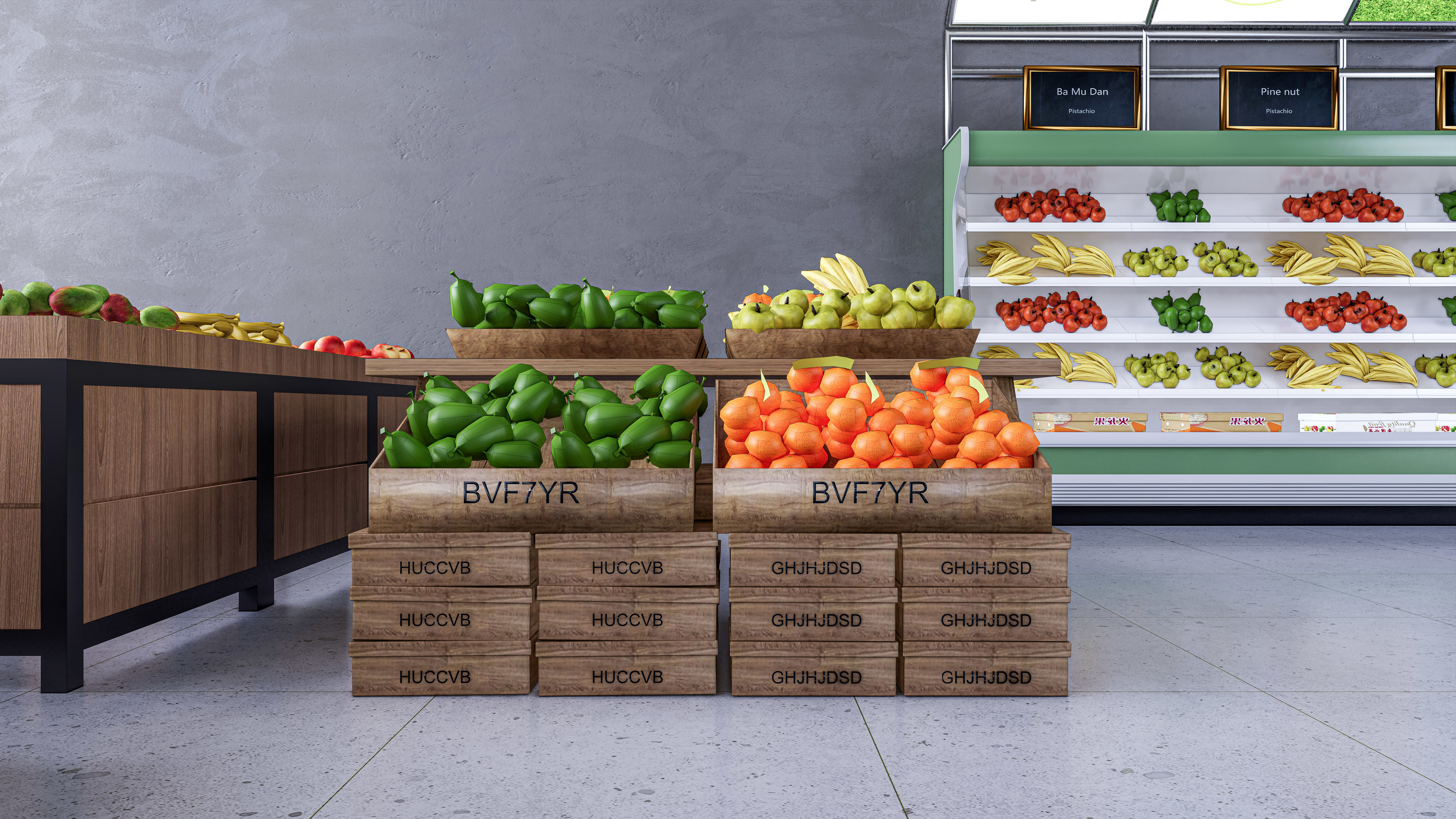 Fruits and vegetables Supermarket Grocery store 3D model_8