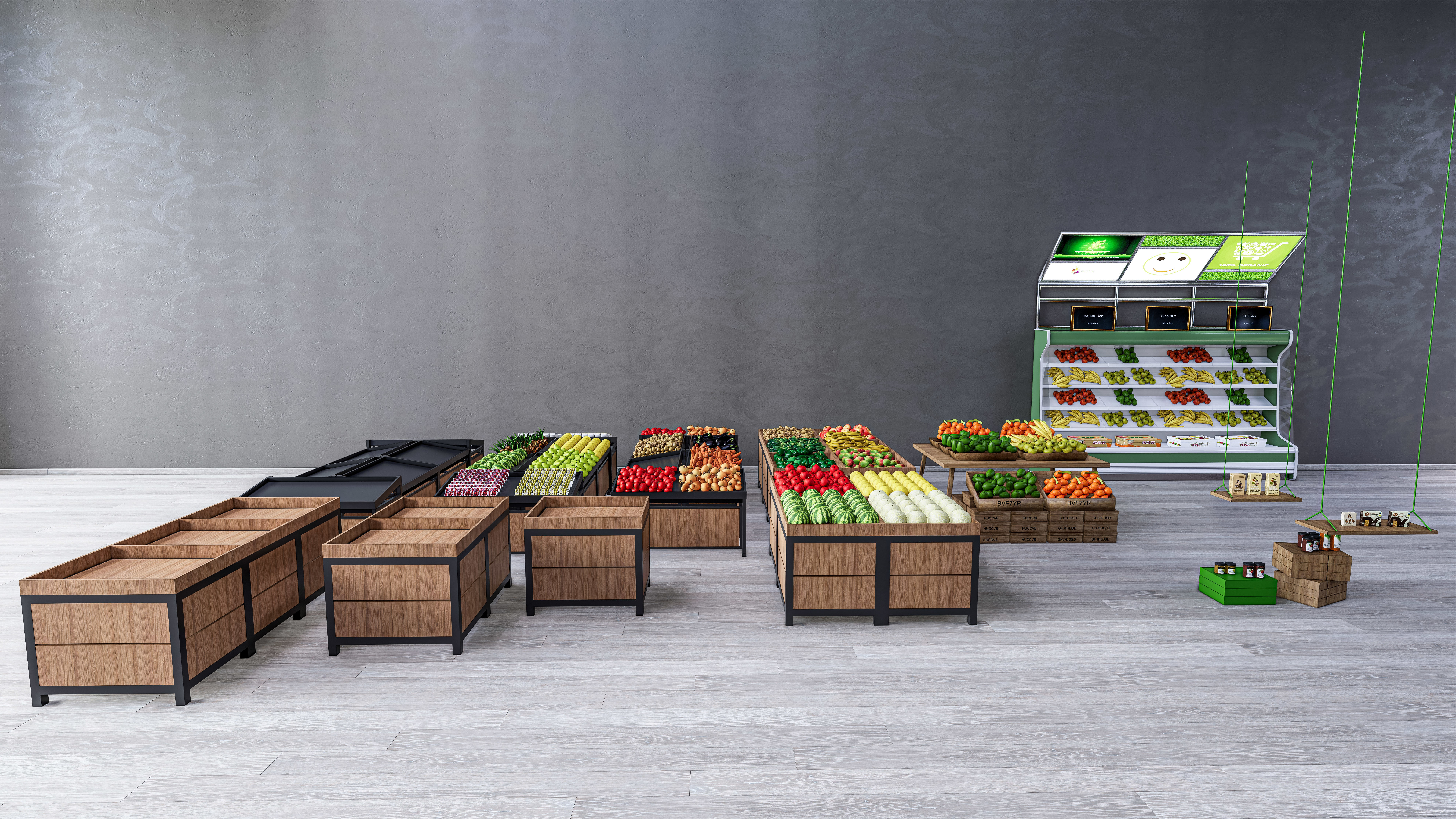 Fruits and vegetables Supermarket Grocery store 3D model_16