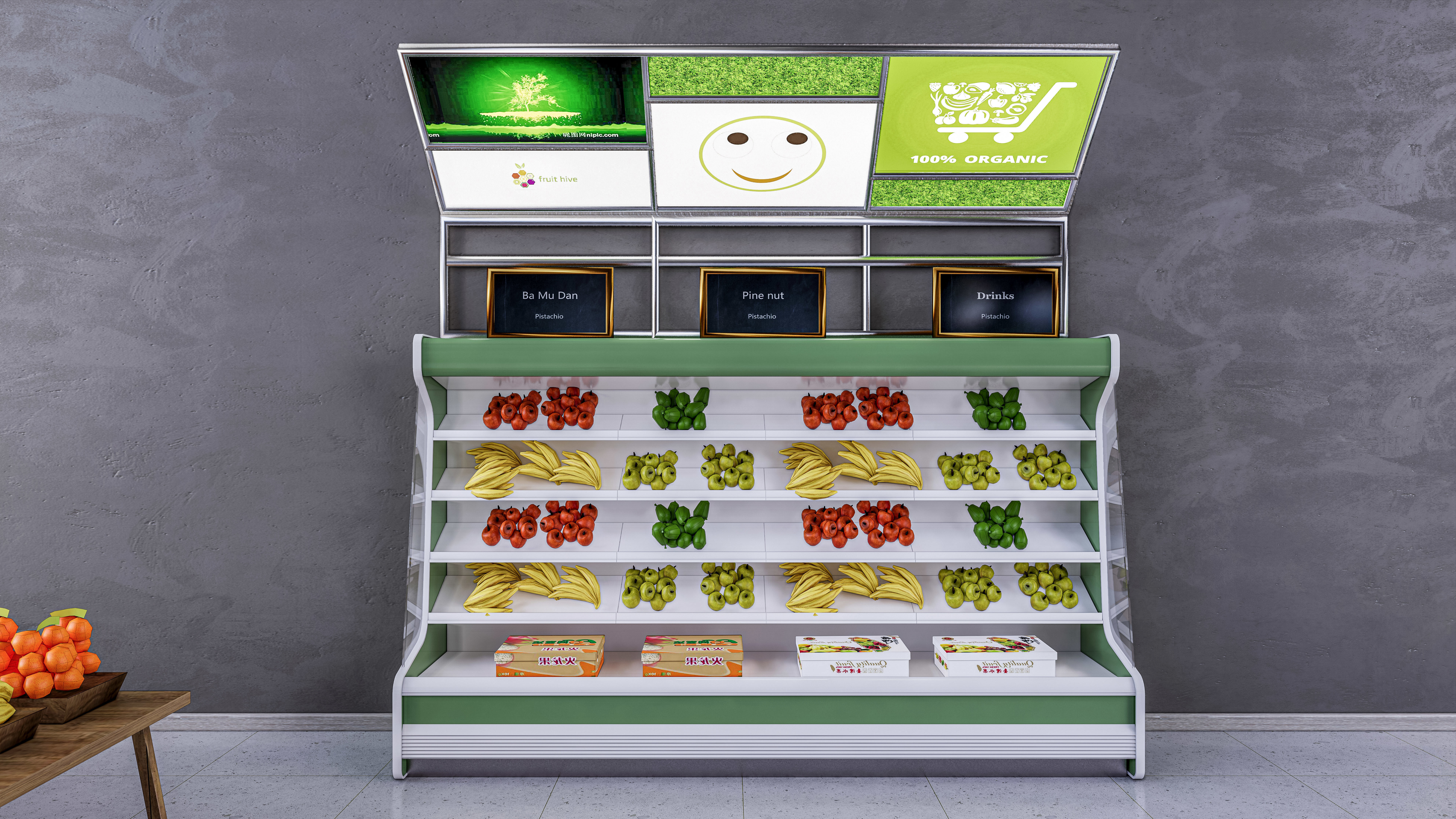 Fruits and vegetables Supermarket Grocery store 3D model_10