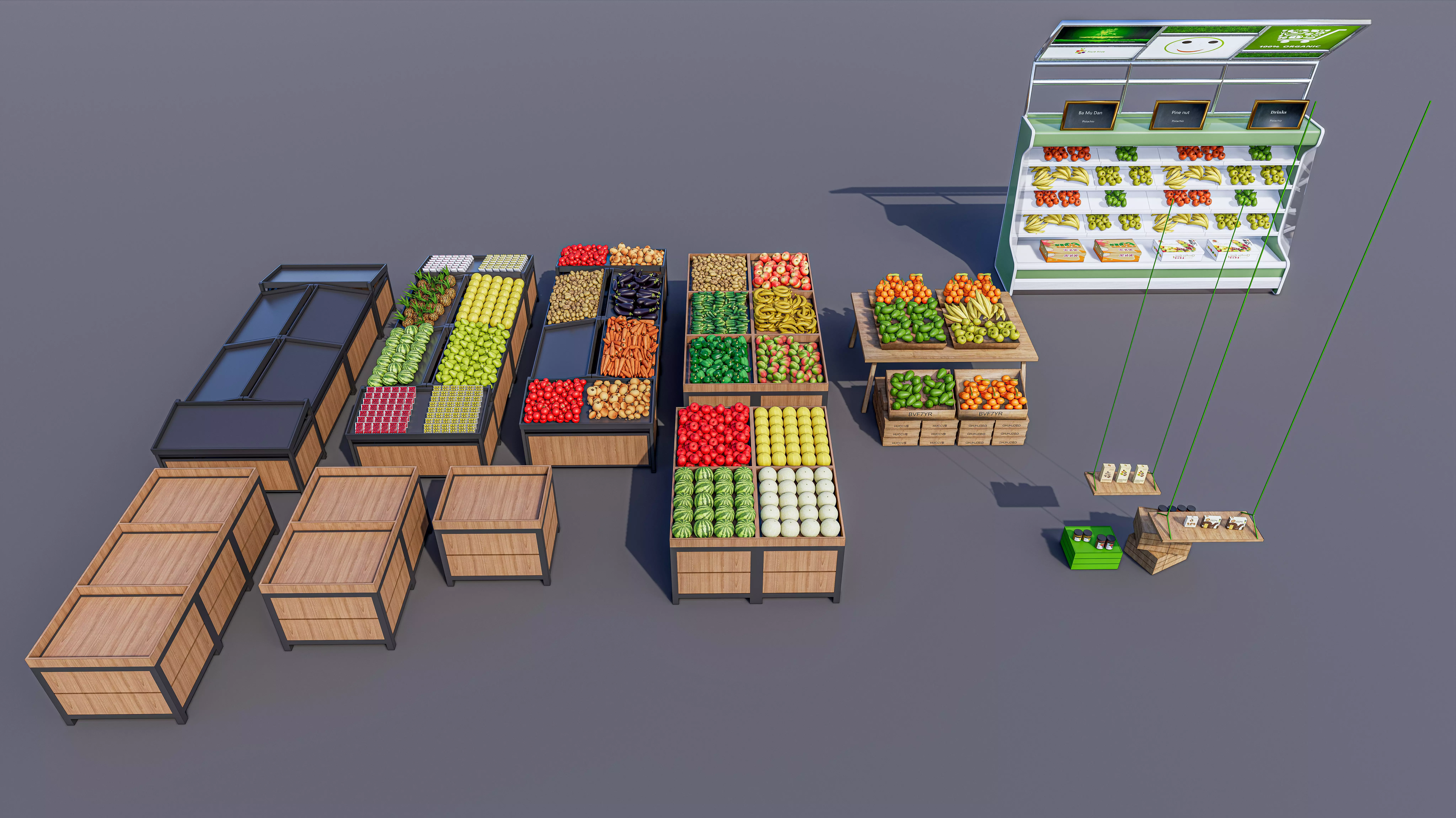 Fruits and vegetables Supermarket Grocery store 3D model_0
