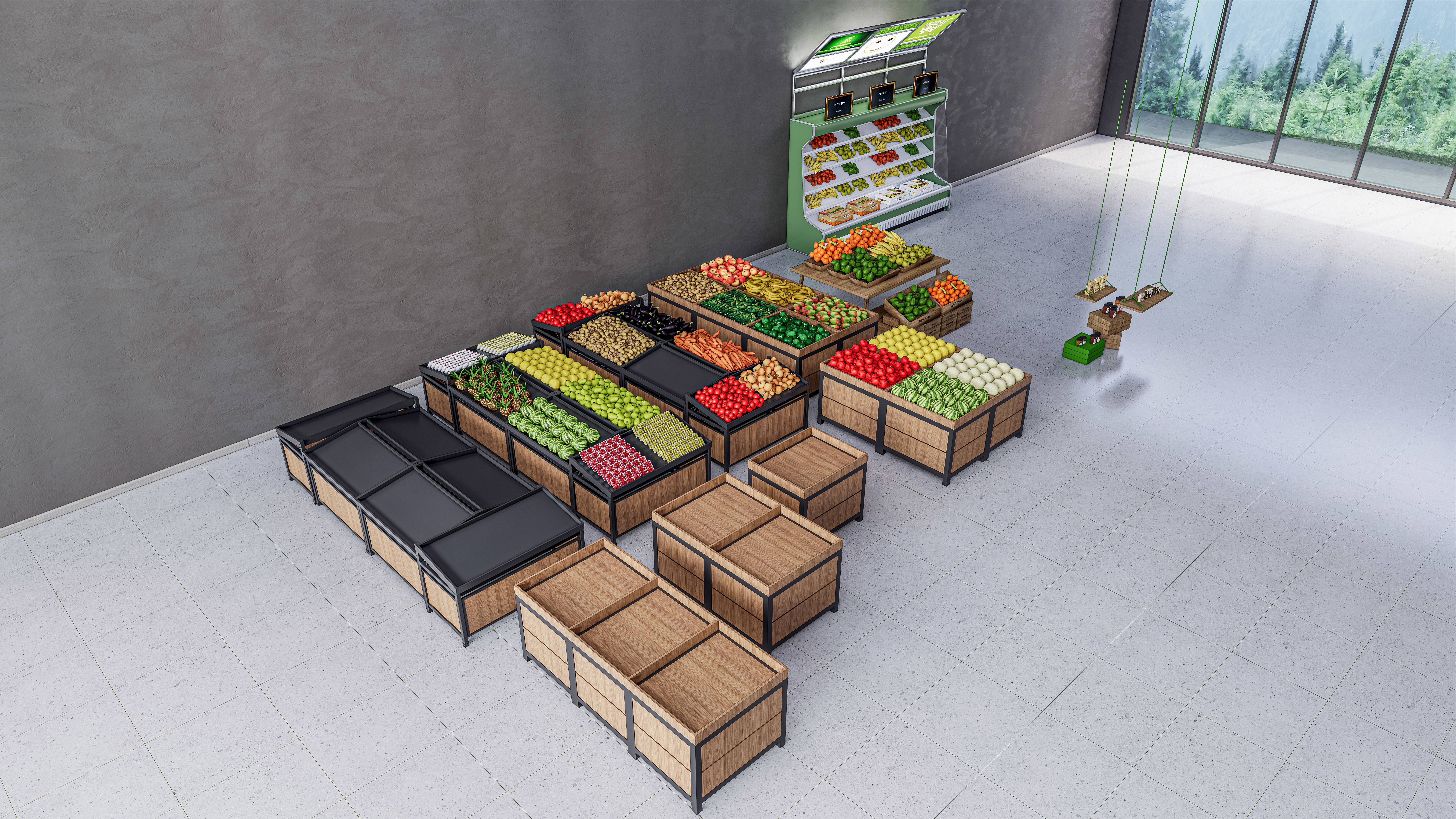 Fruits and vegetables Supermarket Grocery store 3D model_5