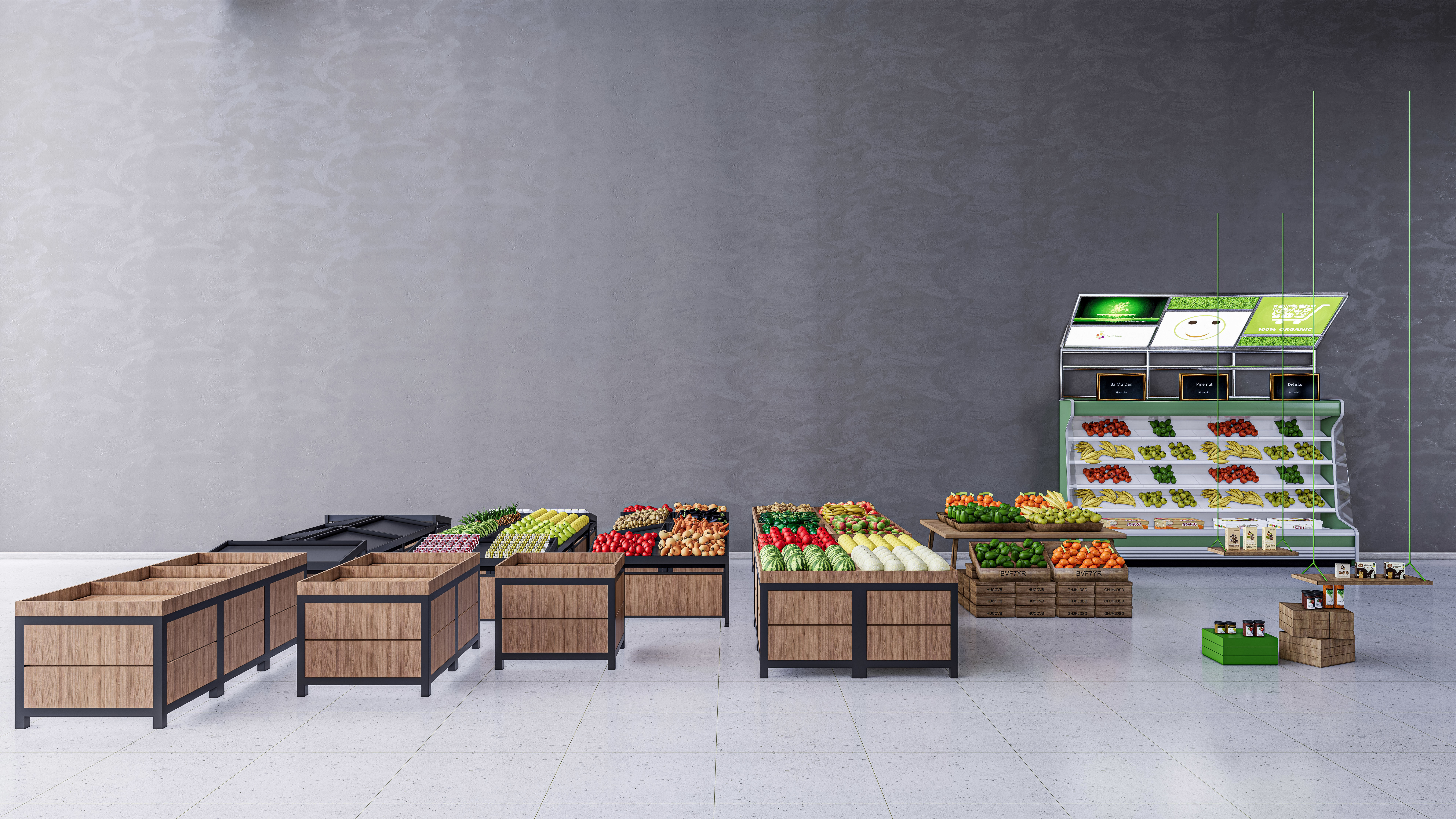 Fruits and vegetables Supermarket Grocery store 3D model_6