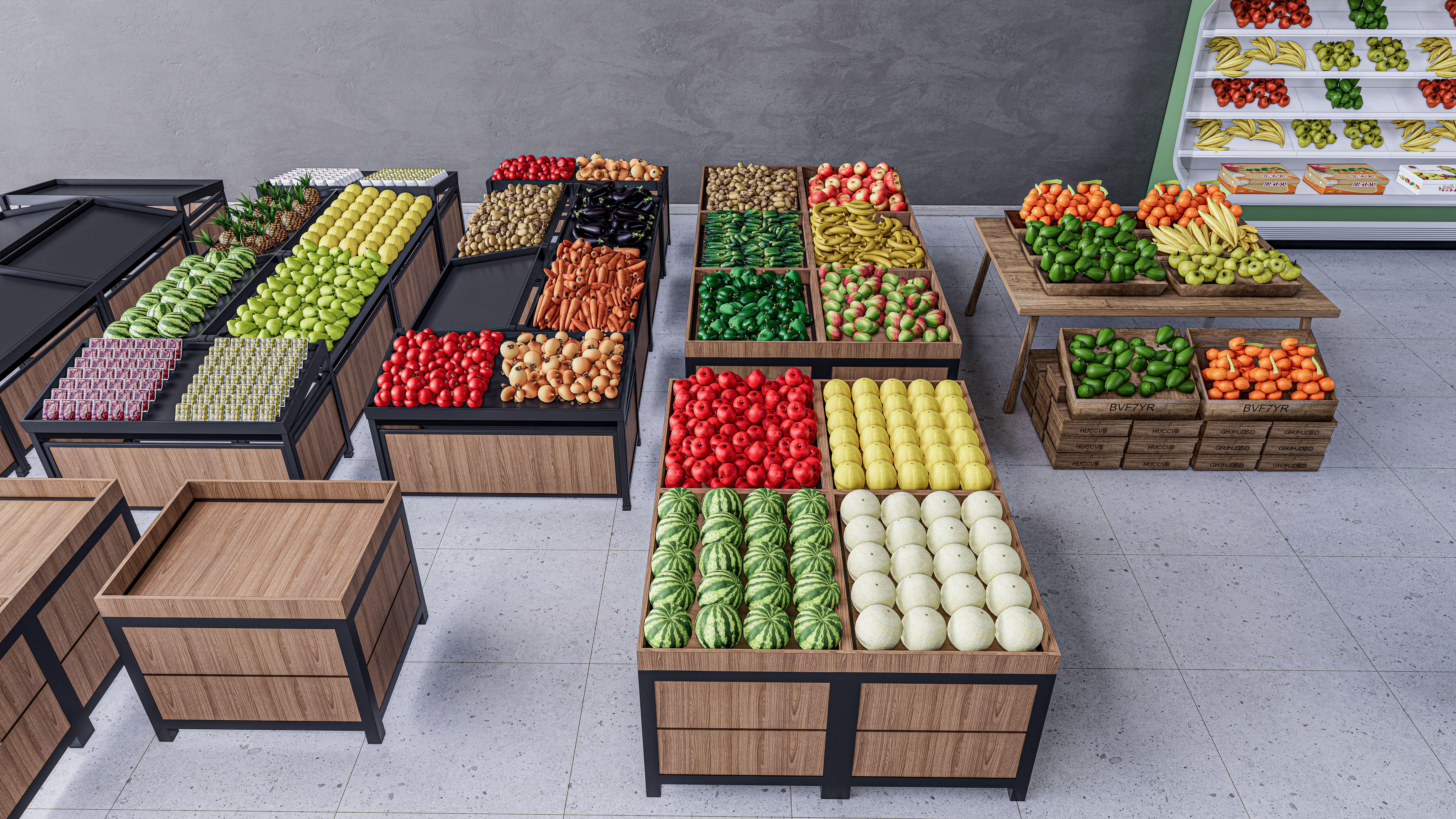 Fruits and vegetables Supermarket Grocery store 3D model_3