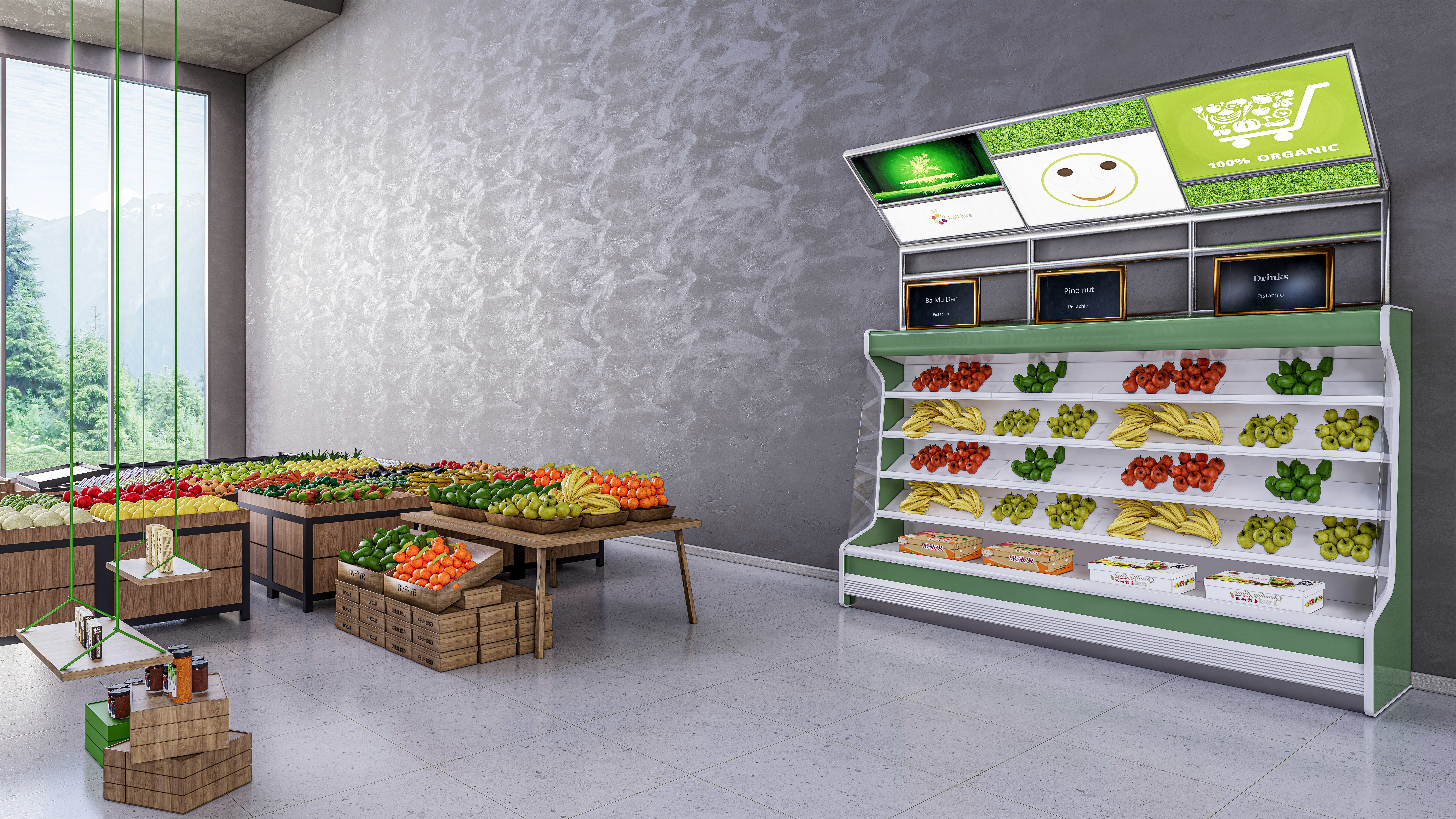 Fruits and vegetables Supermarket Grocery store 3D model_11