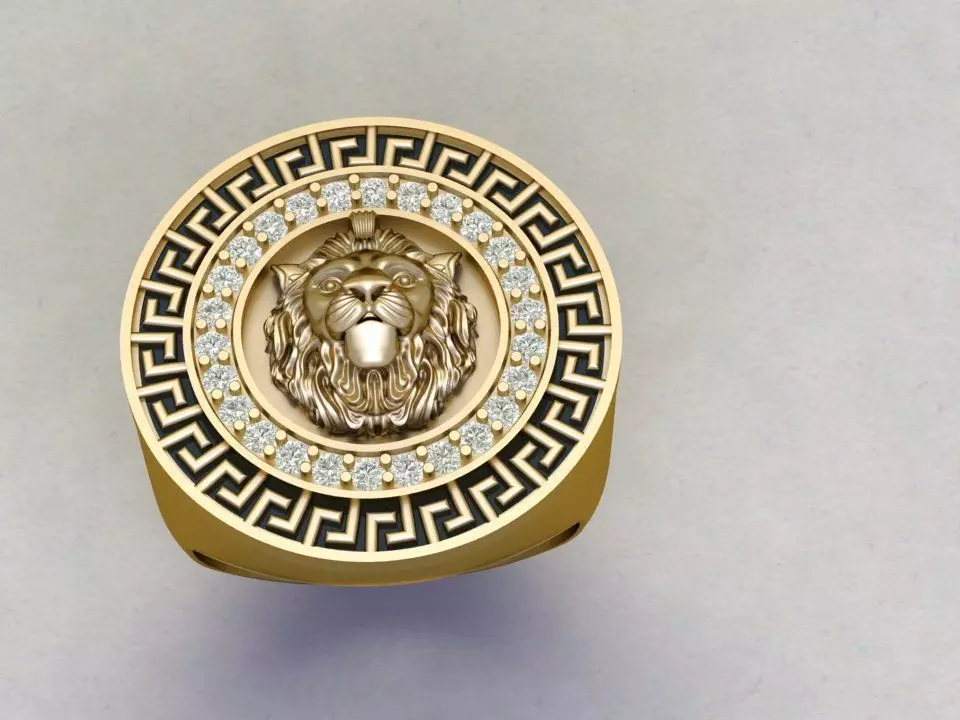 lion ring 3D print model_0