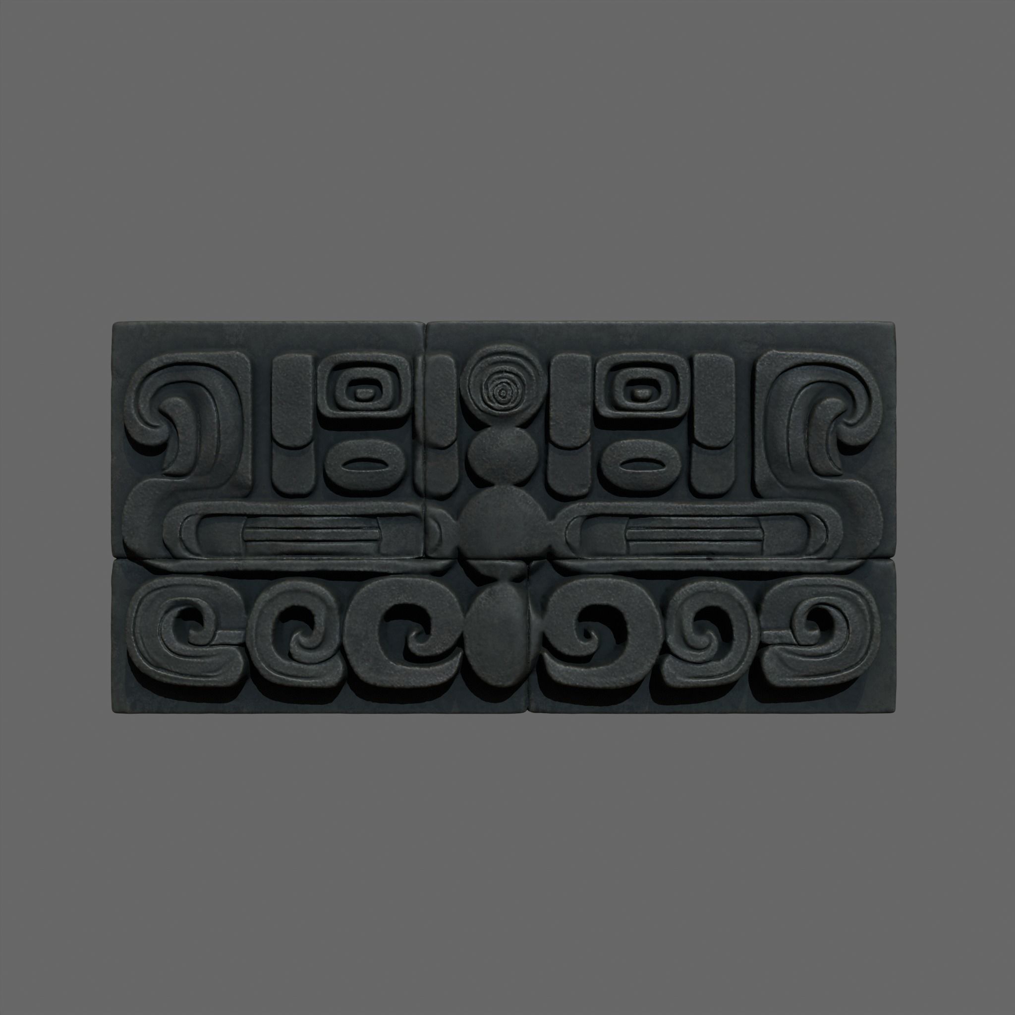 High poly Black Mayan Temple Wall 230731 3D model_11