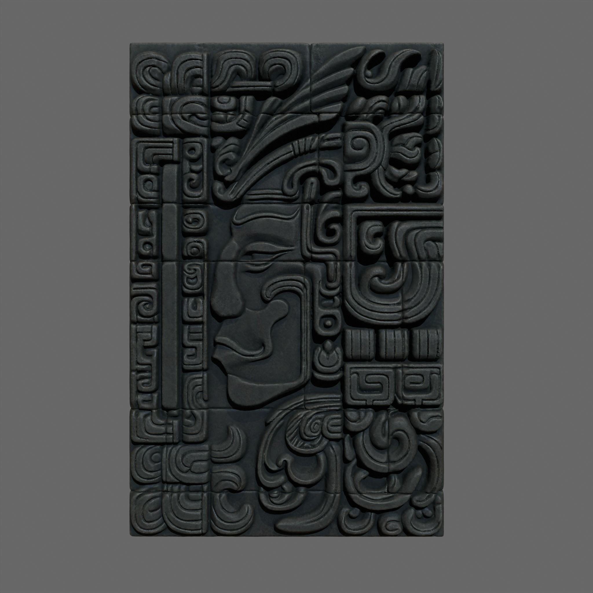 High poly Black Mayan Temple Wall 230731 3D model_9