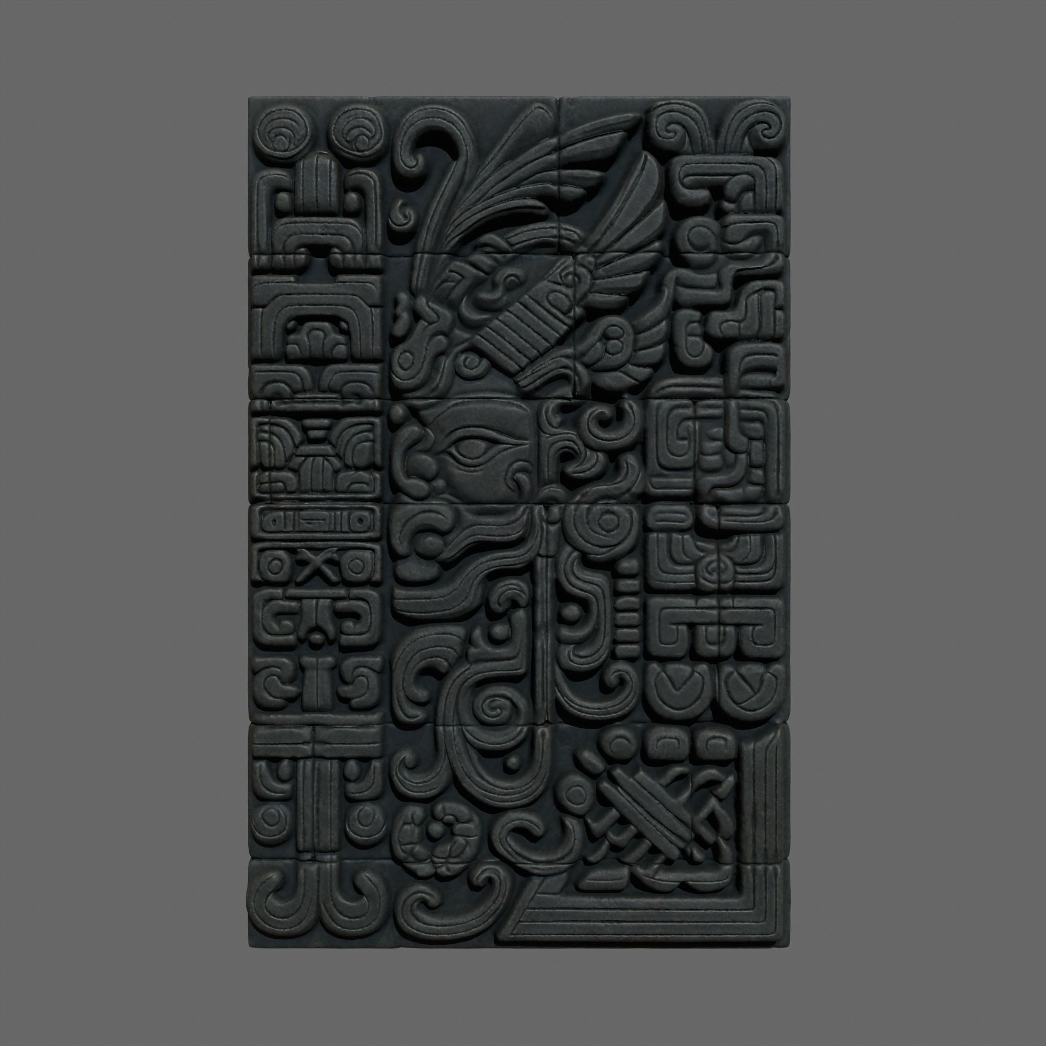 High poly Black Mayan Temple Wall 230731 3D model_8