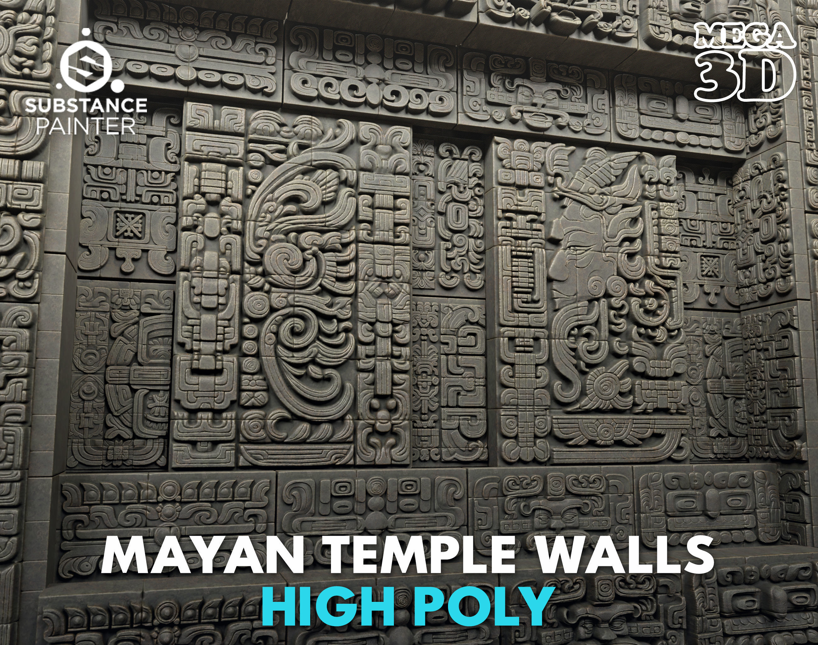 High poly Black Mayan Temple Wall 230731 3D model | CGTrader