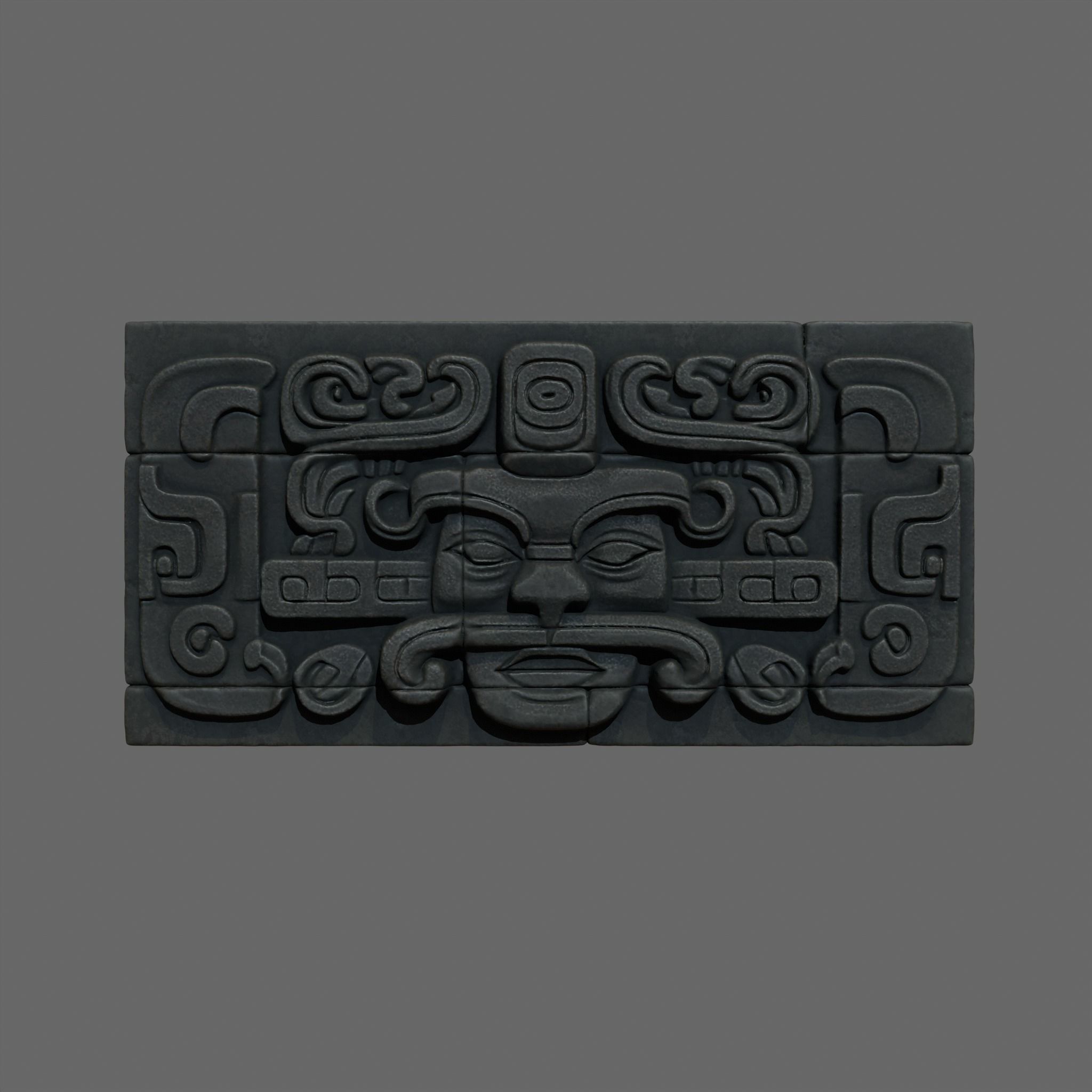 High poly Black Mayan Temple Wall 230731 3D model_12