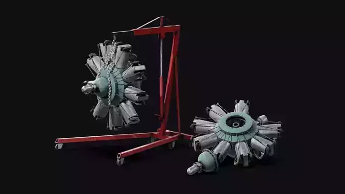 Radial Engine Low-poly 3D model Radial Engine Low-poly 3D model
