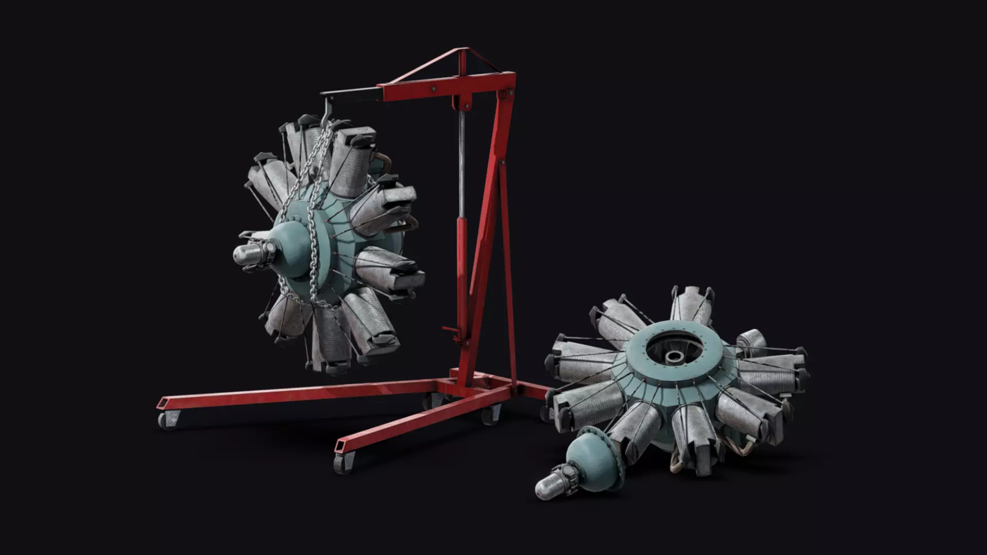 Radial Engine Low-poly 3D model_0