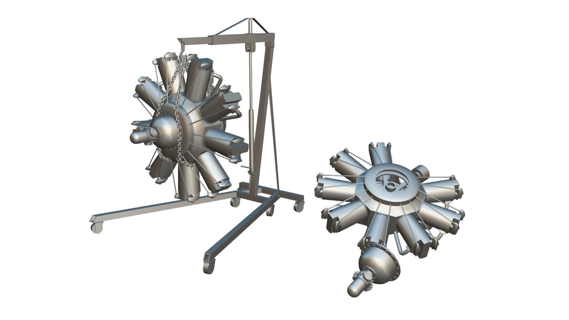 Radial Engine Low-poly 3D model_10