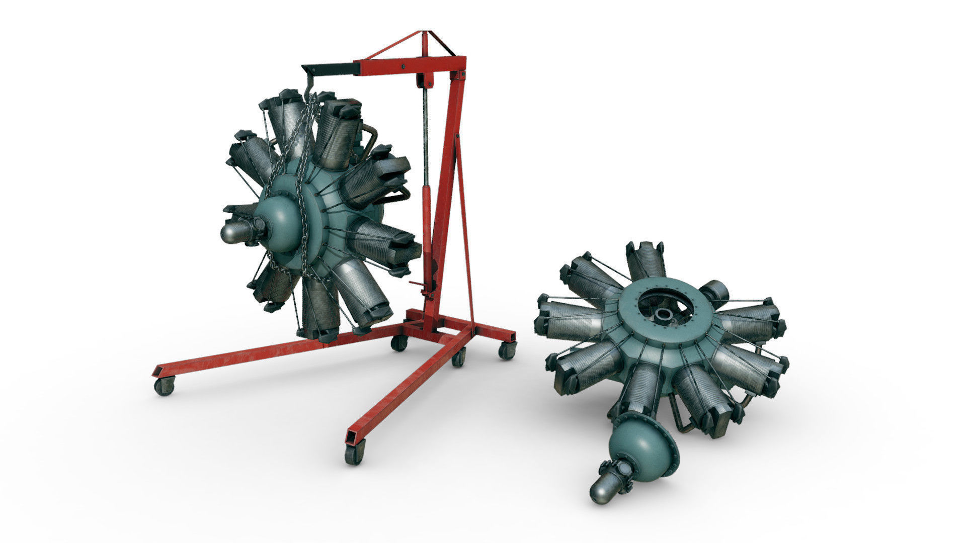 Radial Engine Low-poly 3D model_3