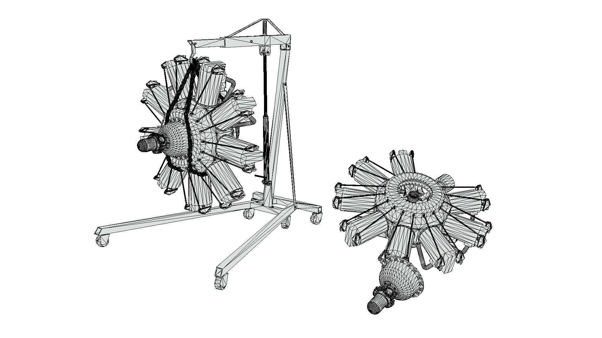 Radial Engine Low-poly 3D model_8