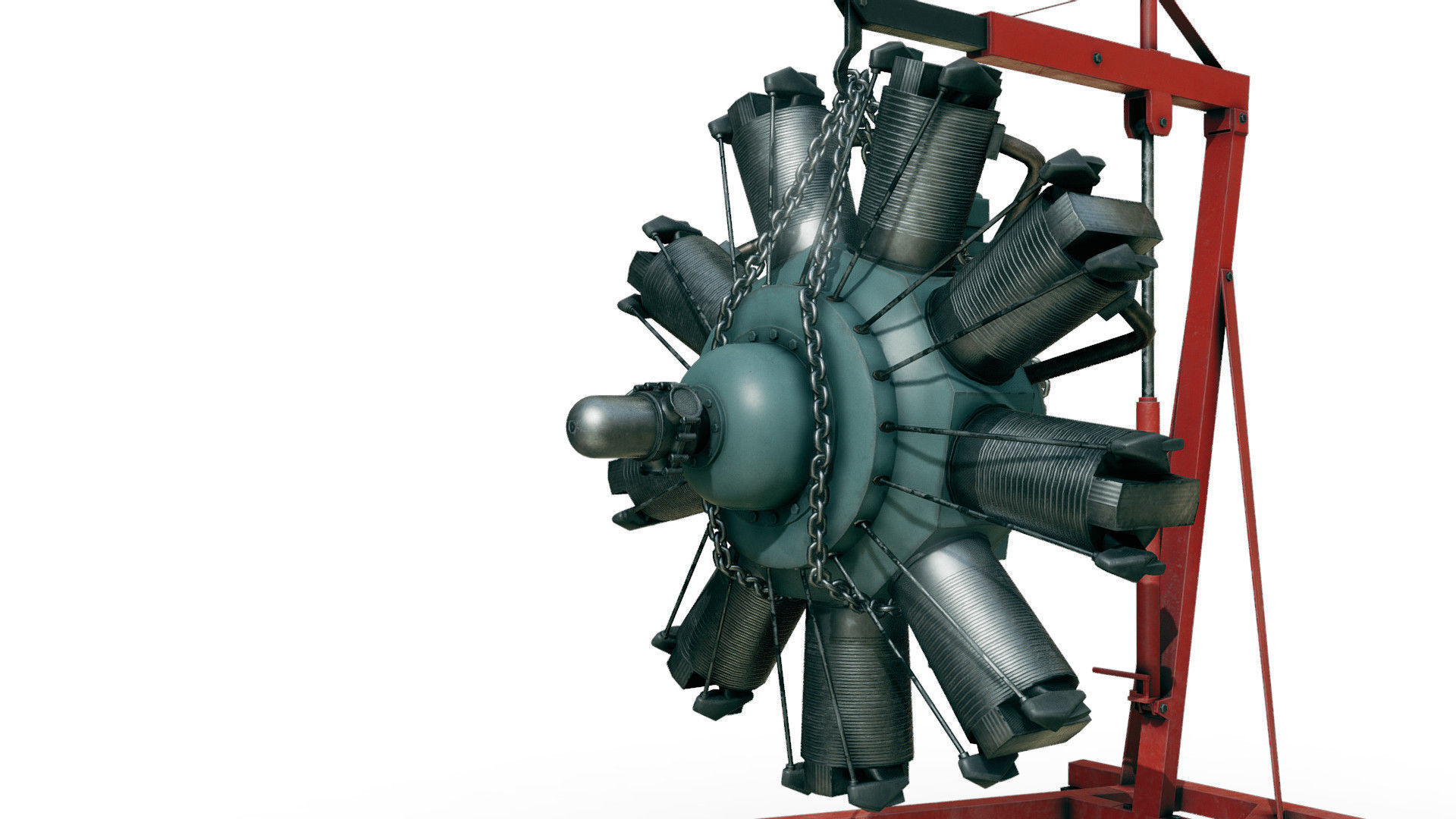 Radial Engine Low-poly 3D model_4