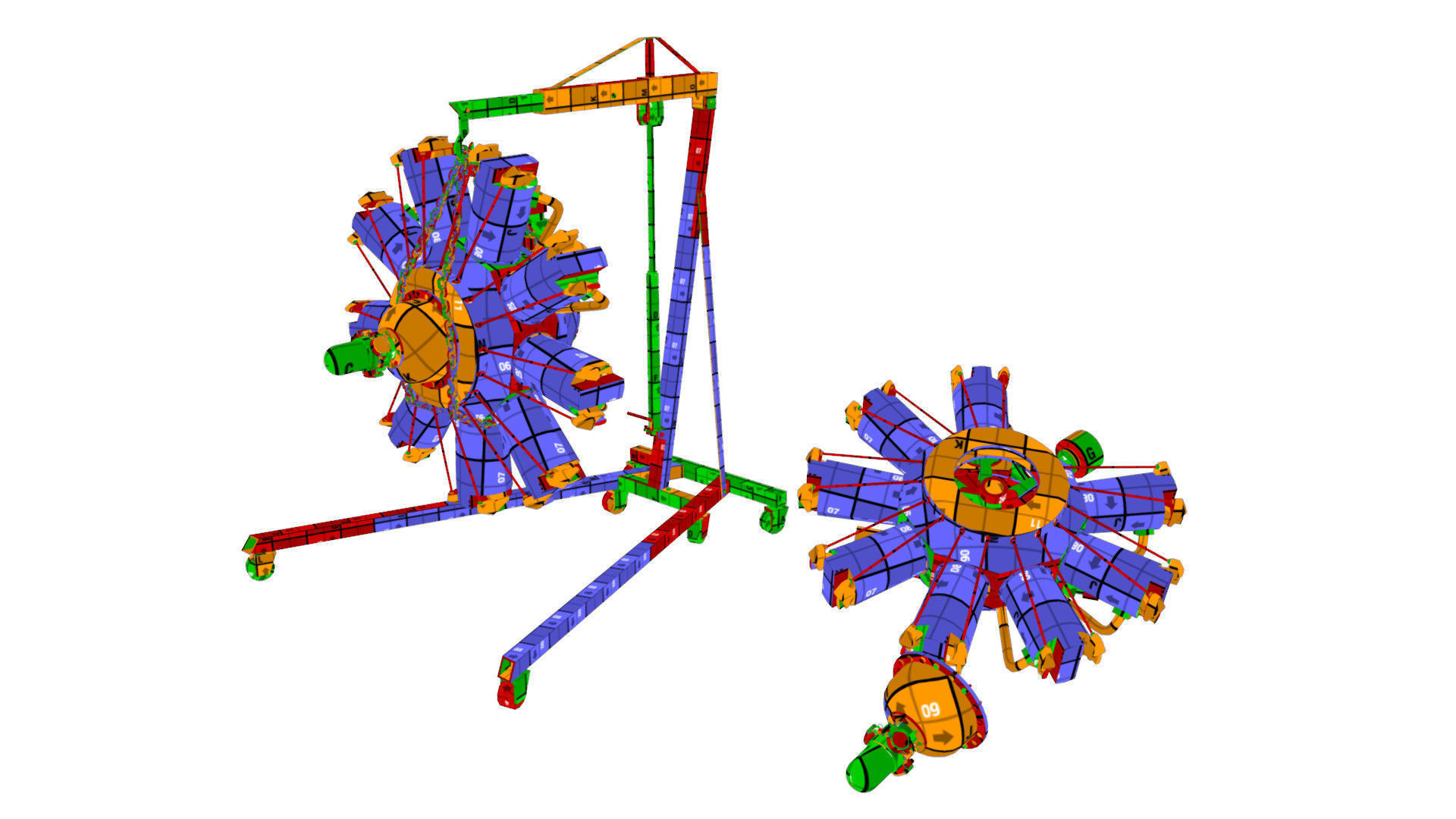Radial Engine Low-poly 3D model_9