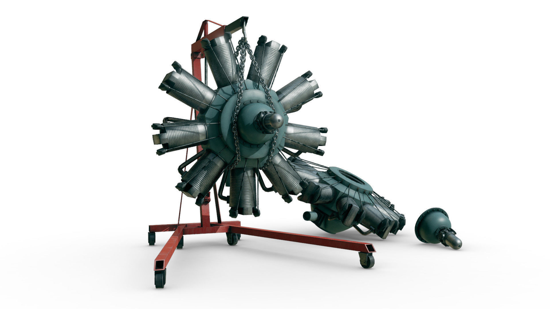 Radial Engine Low-poly 3D model_2