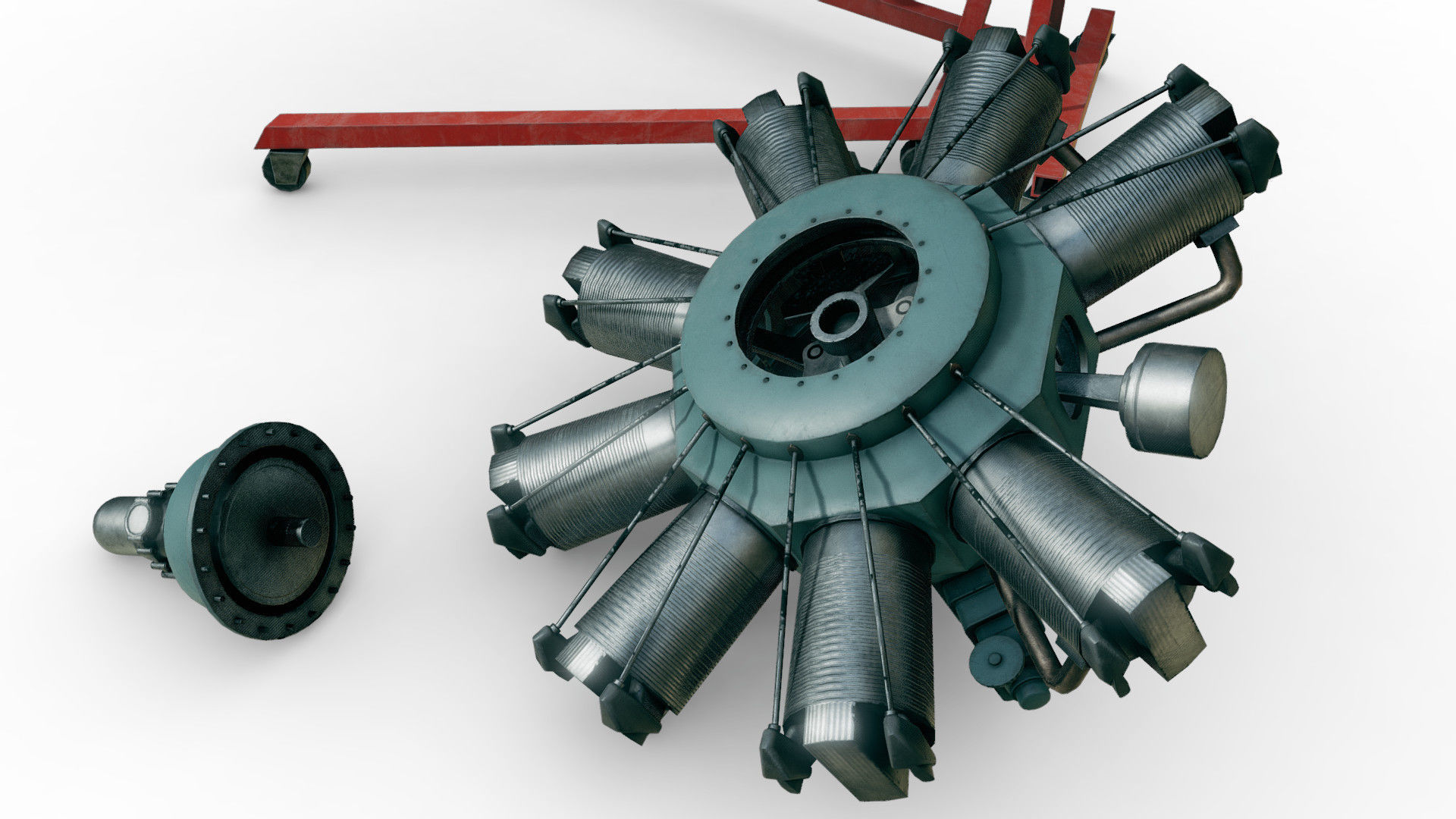 Radial Engine Low-poly 3D model_5