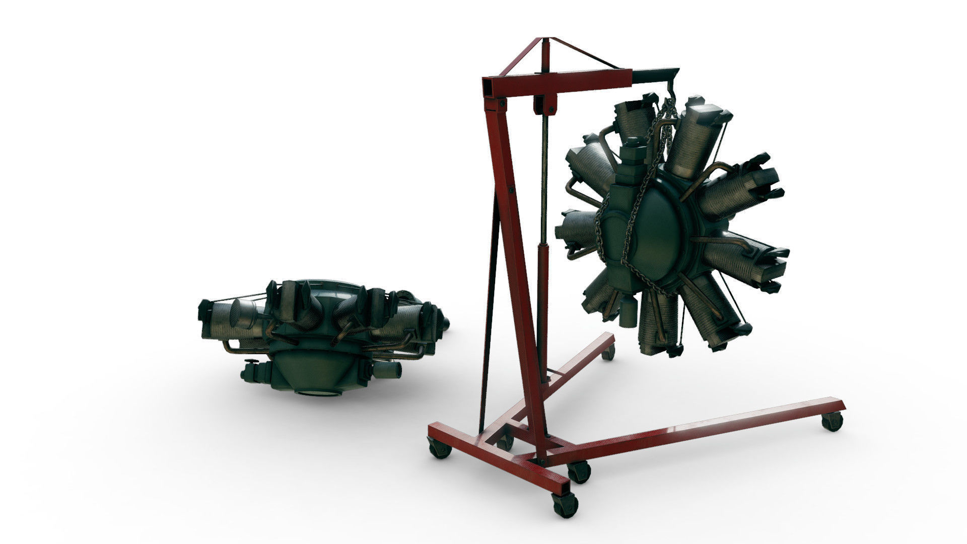Radial Engine Low-poly 3D model_6