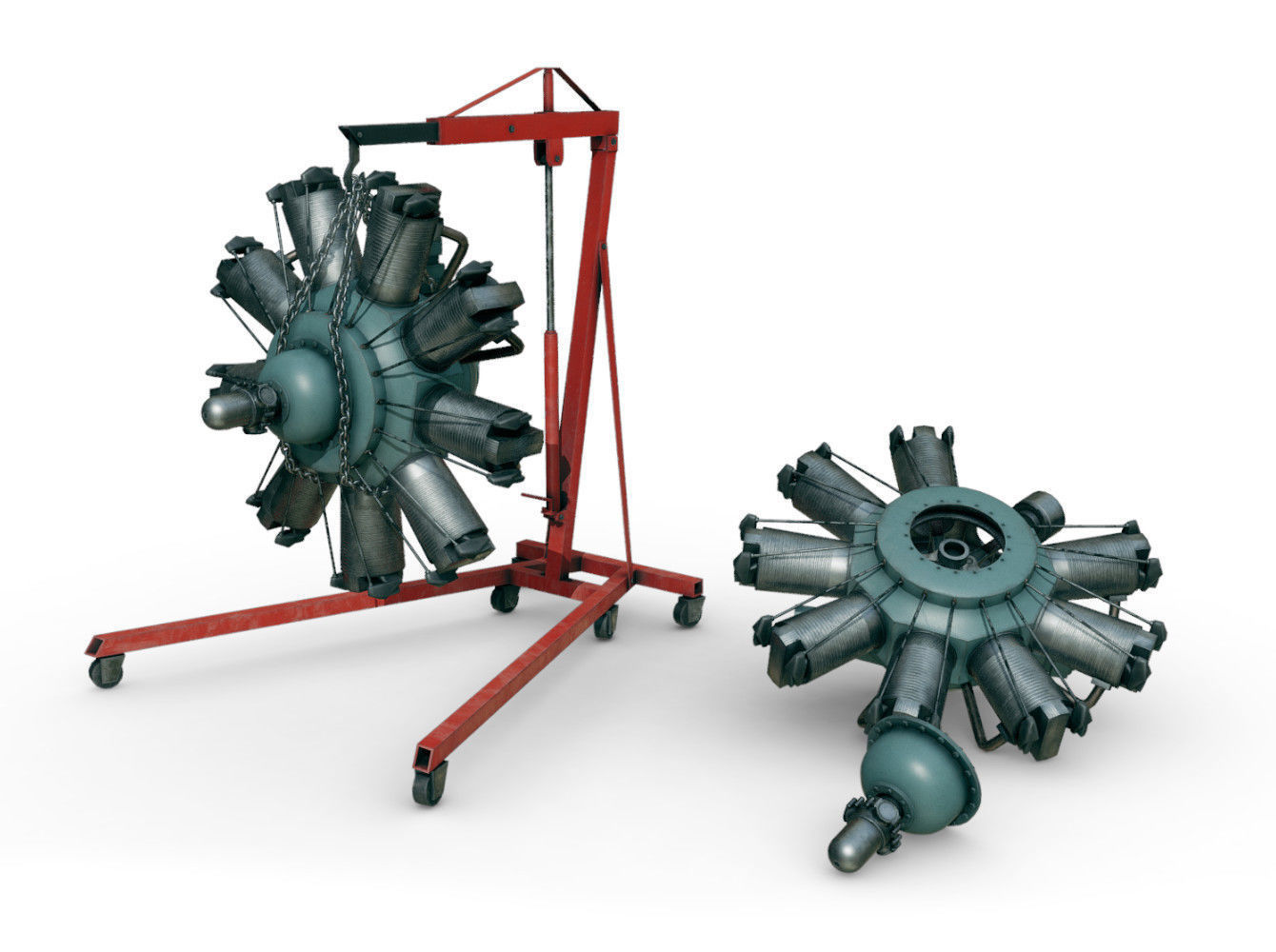 Radial Engine Low-poly 3D model_1