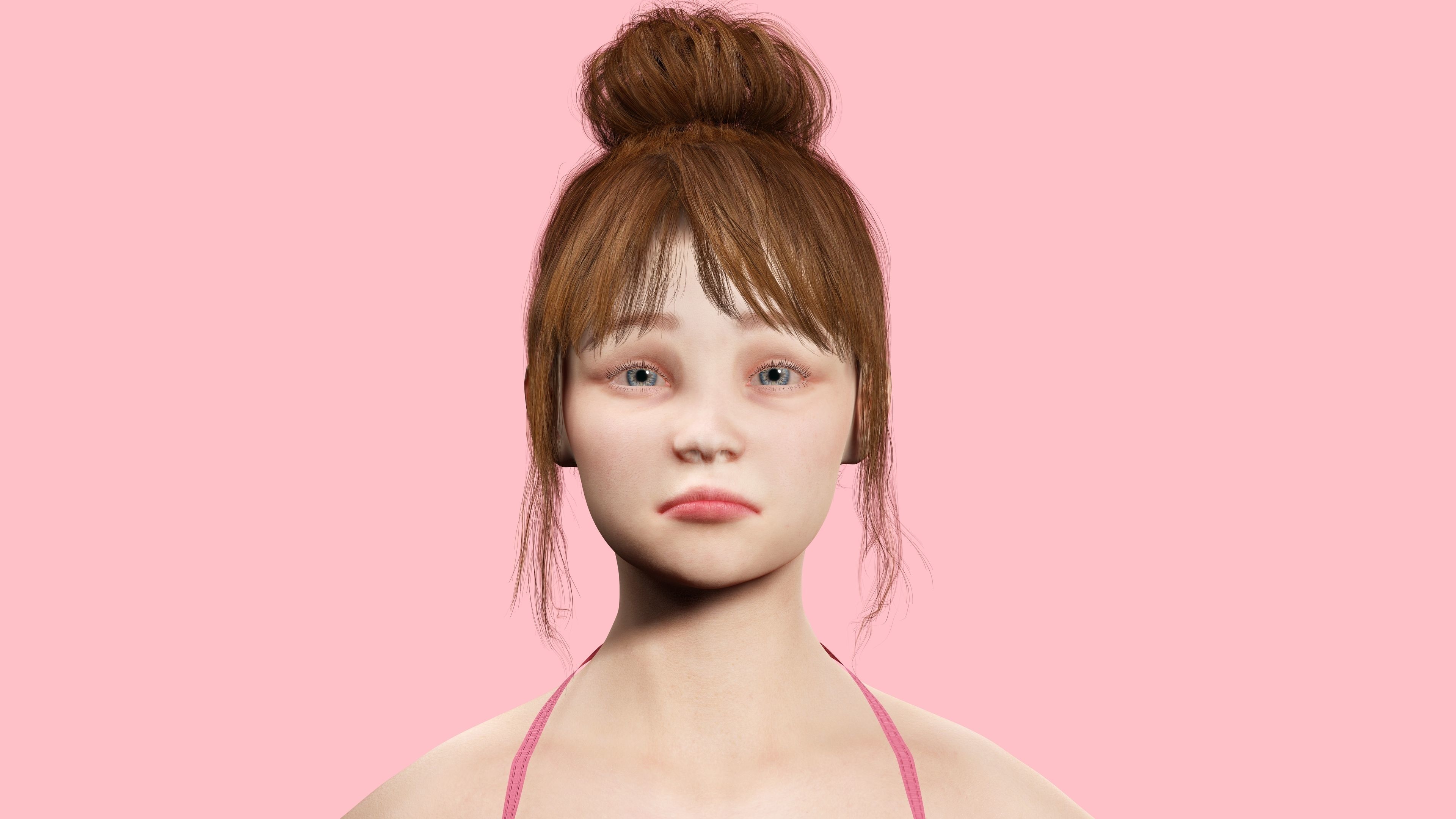 Sonya-Realistic Girl in swiming dress Sweet girl Low-poly 3D model_7