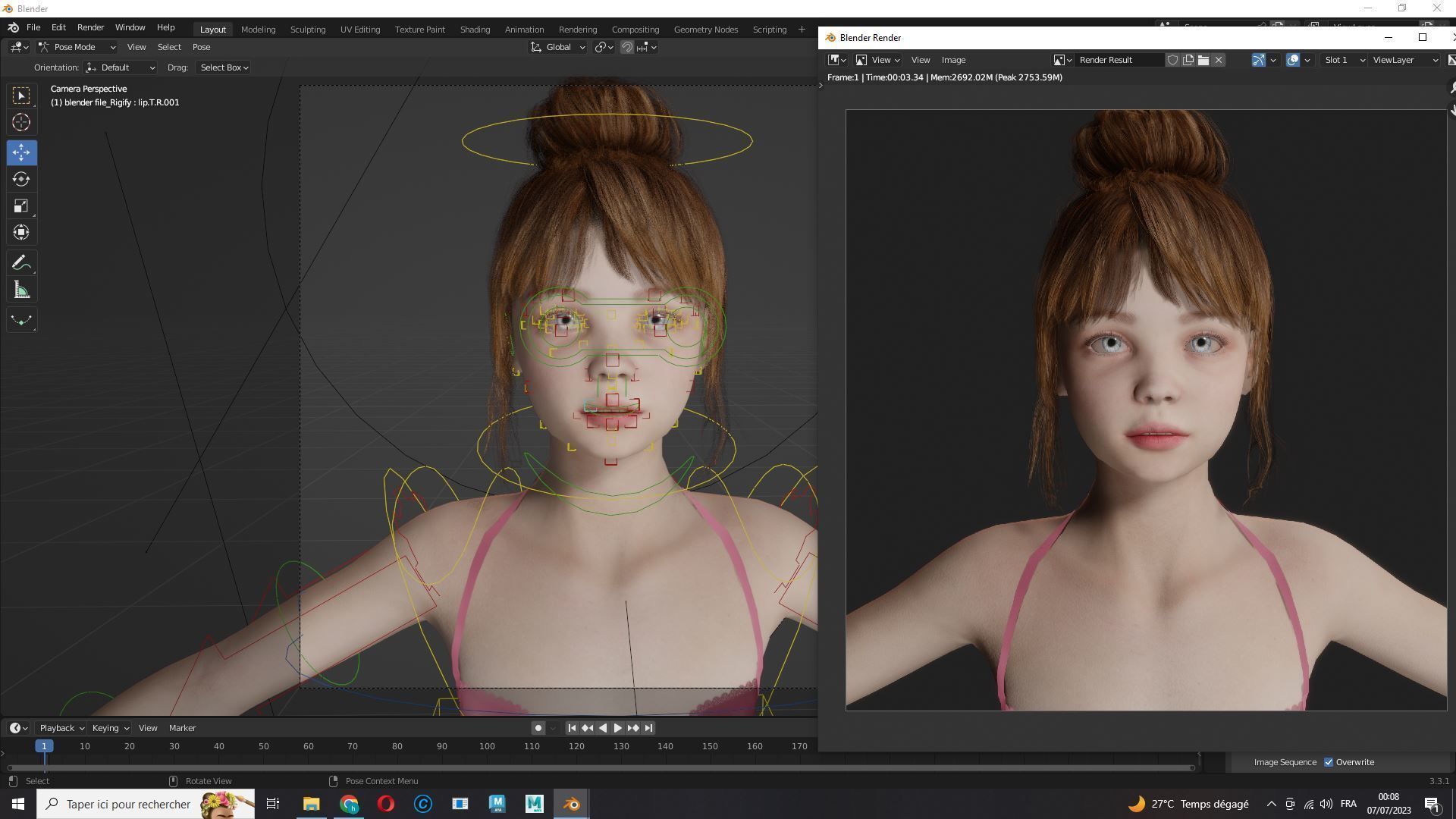 Sonya-Realistic Girl in swiming dress Sweet girl Low-poly 3D model_12