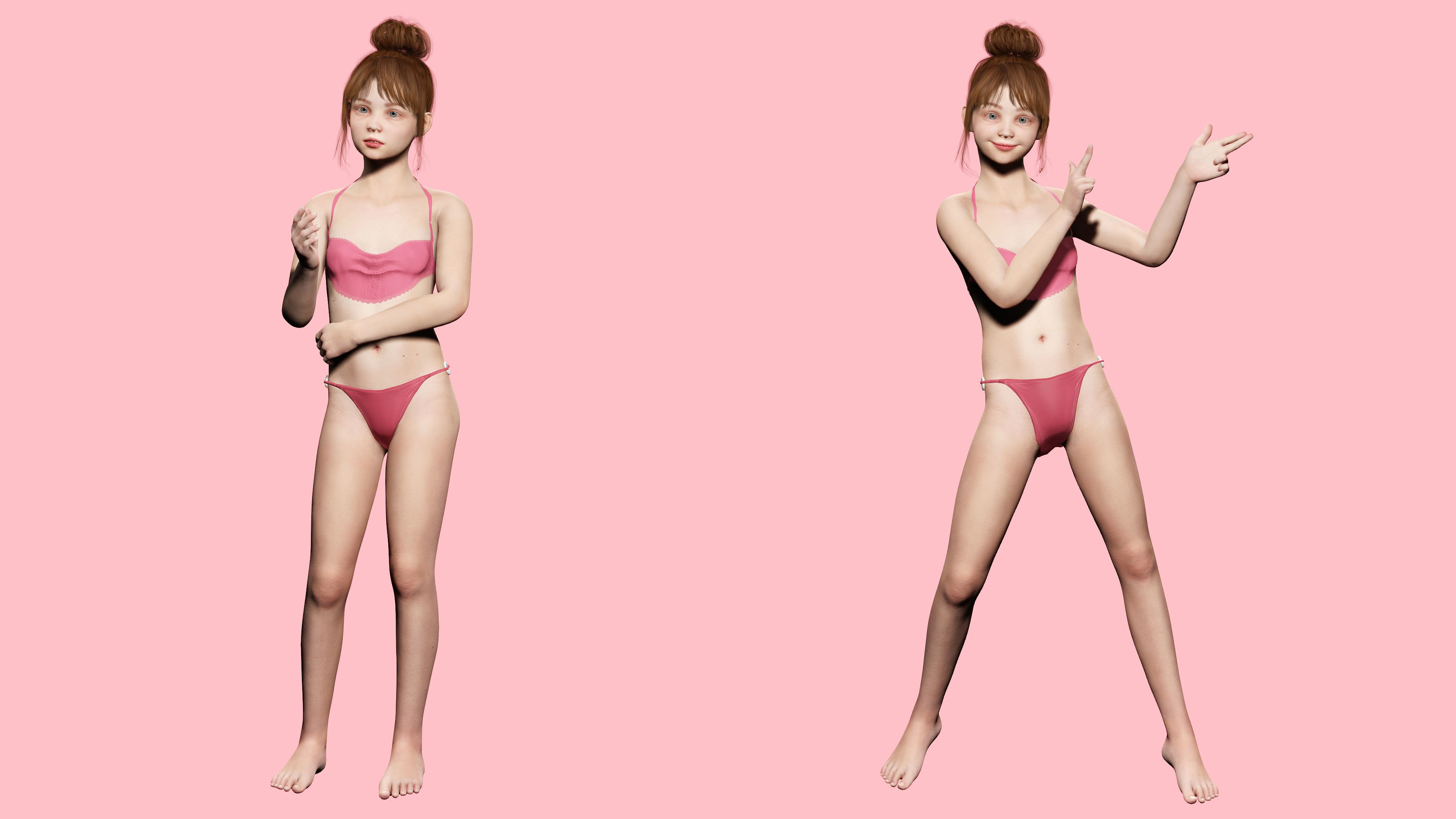 Sonya-Realistic Girl in swiming dress Sweet girl Low-poly 3D model_3